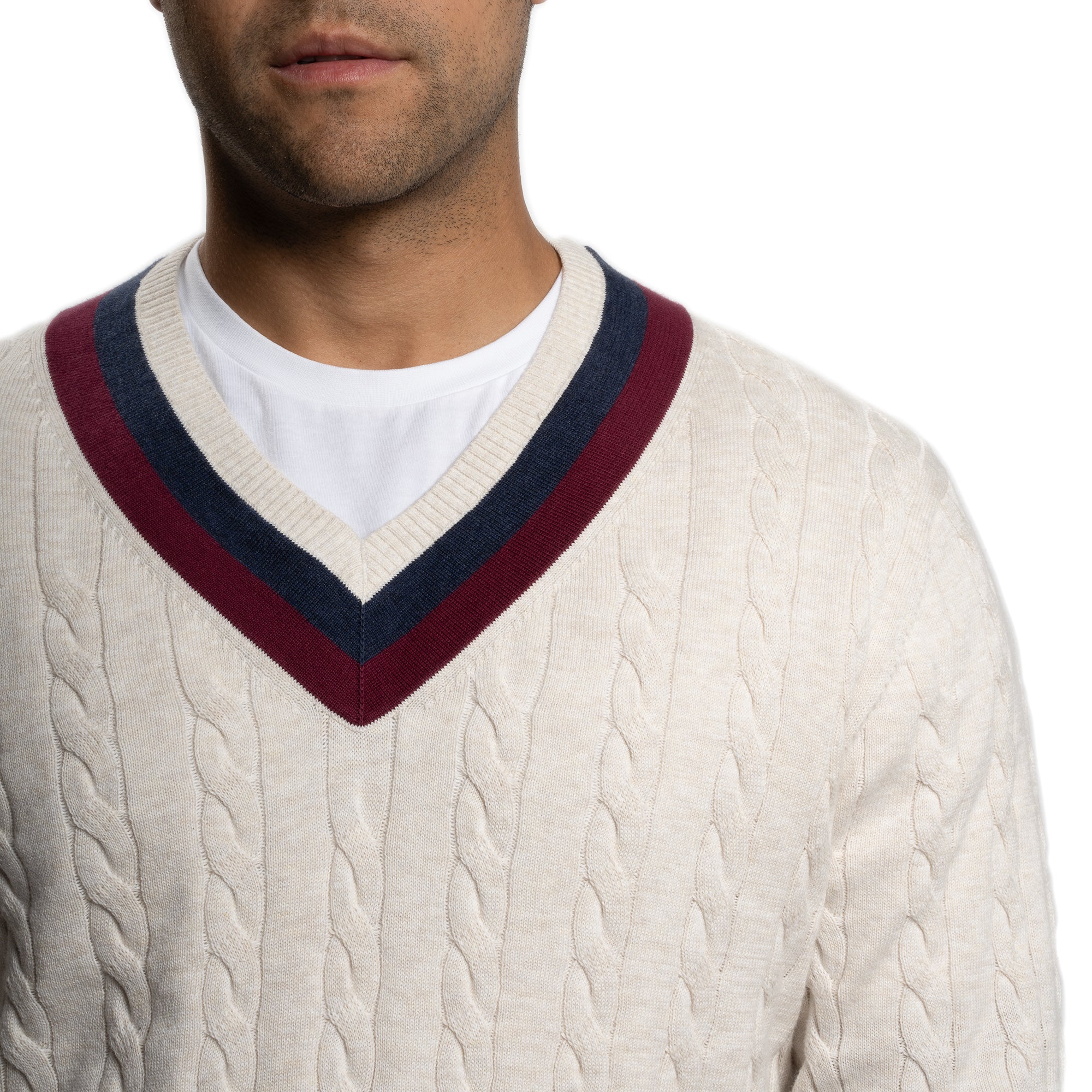 Cotton Cable Knit Sweater - Cream - Image 2