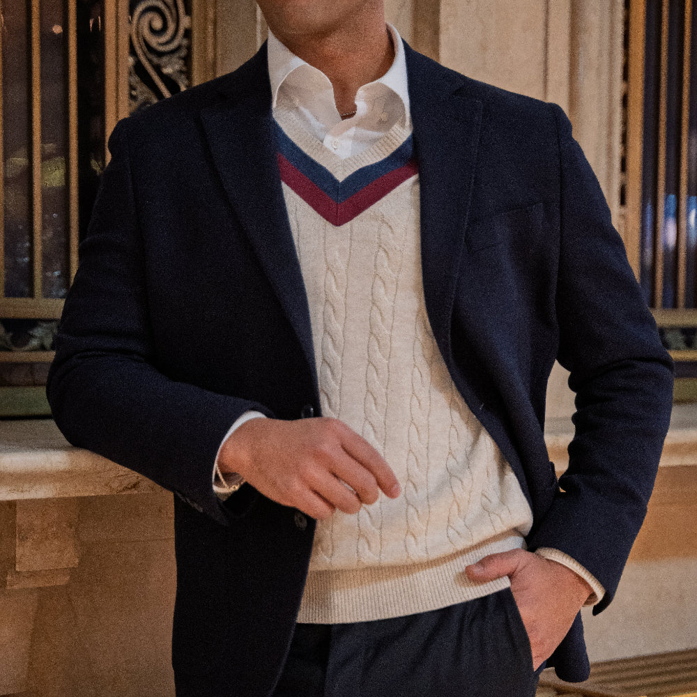 Cotton Cable Knit Sweater - Cream - Image 3