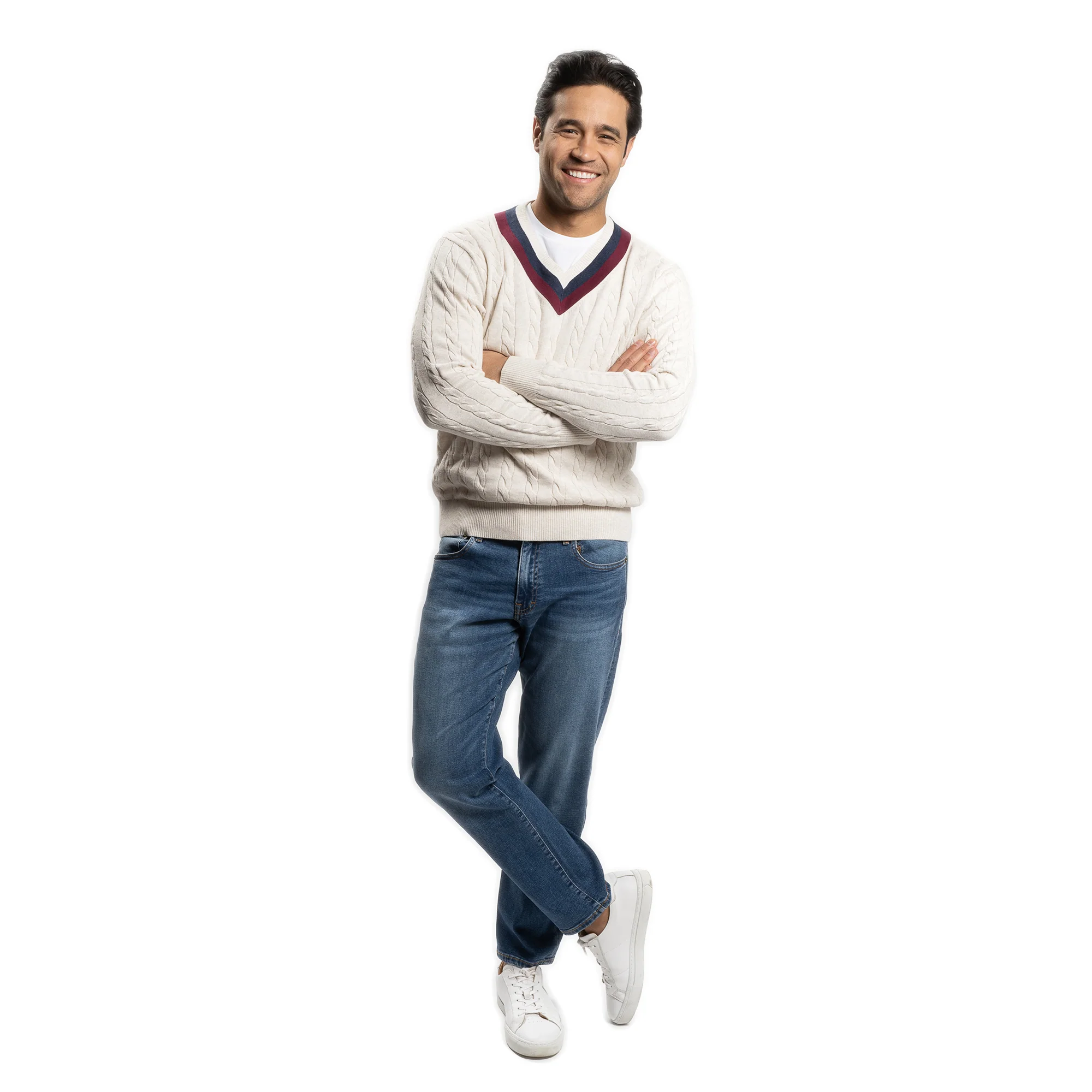 Cotton Cable Knit Sweater - Cream - Image 6