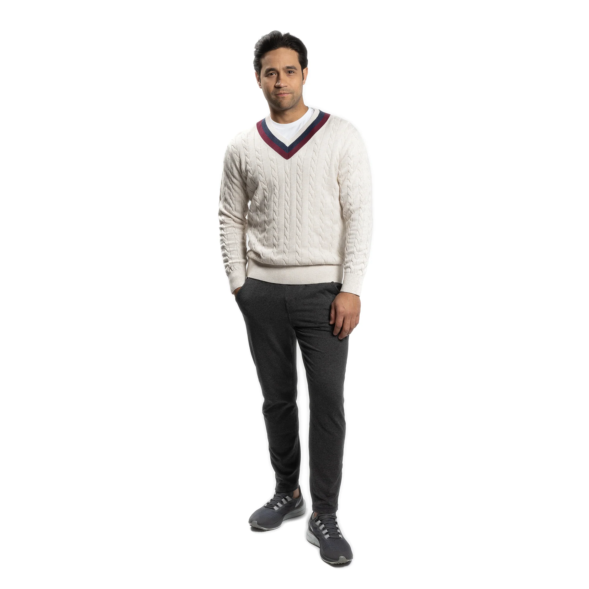 Cotton Cable Knit Sweater - Cream - Image 8