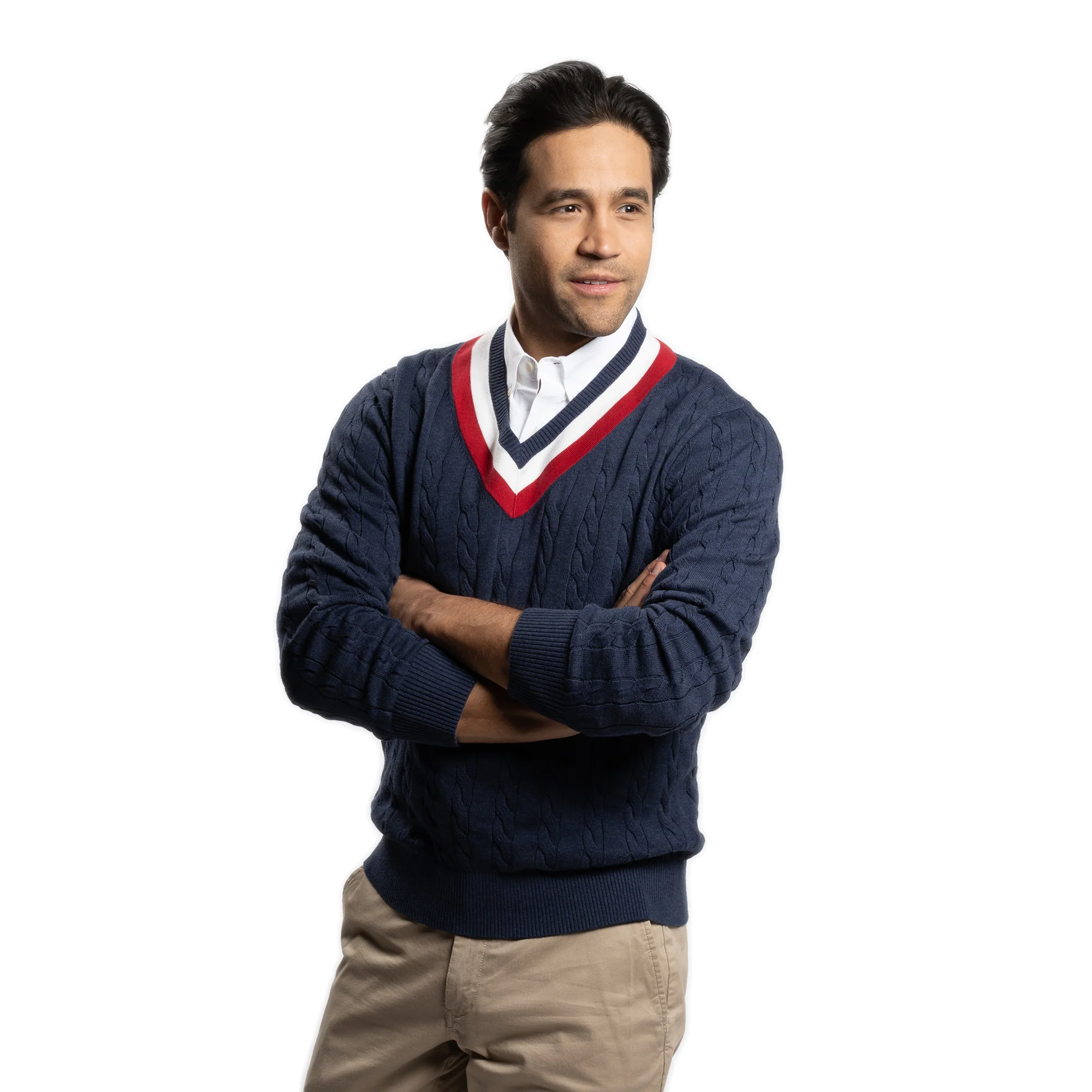 Cotton Cable Knit Sweater - Navy