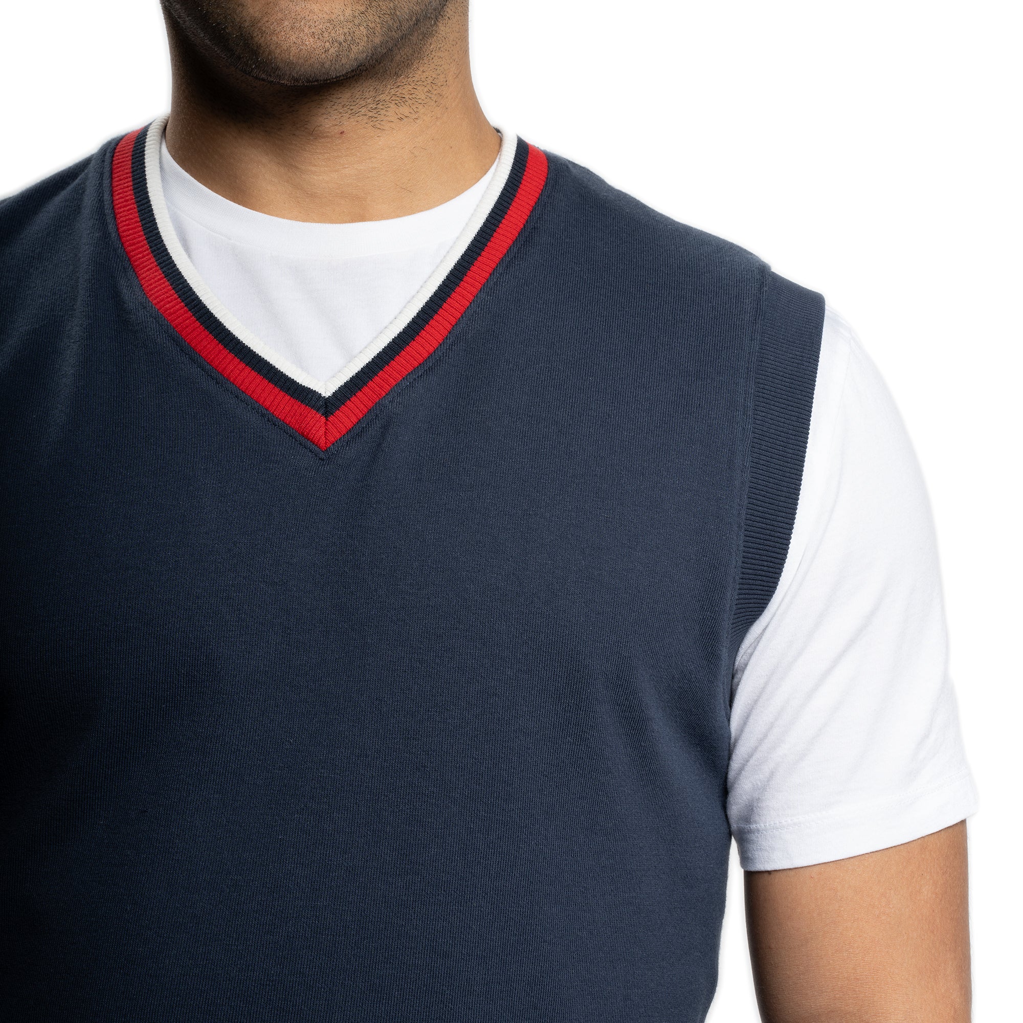 Cotton Sweater Vest - Navy - Image 4