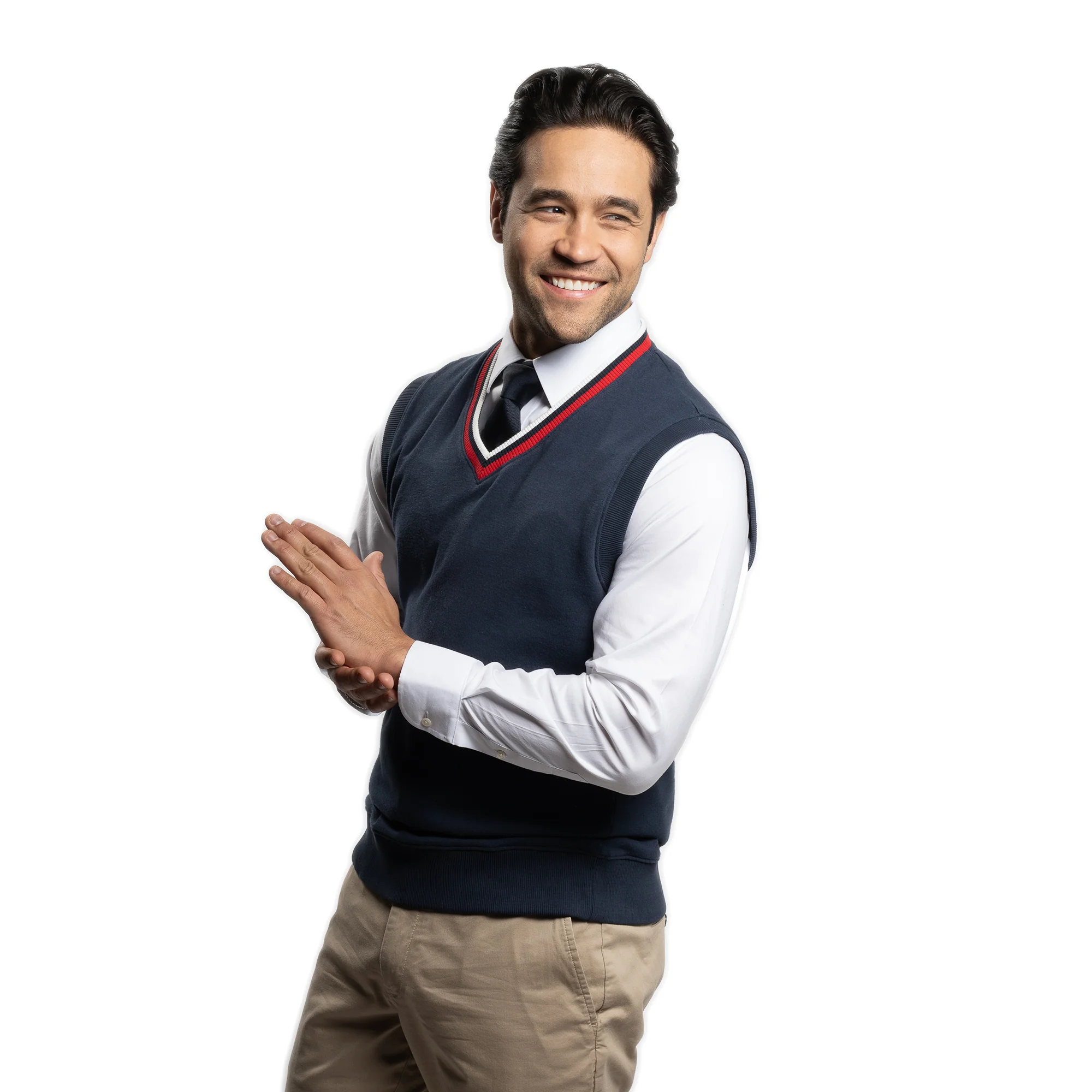 Cotton Sweater Vest - Navy - Image 5