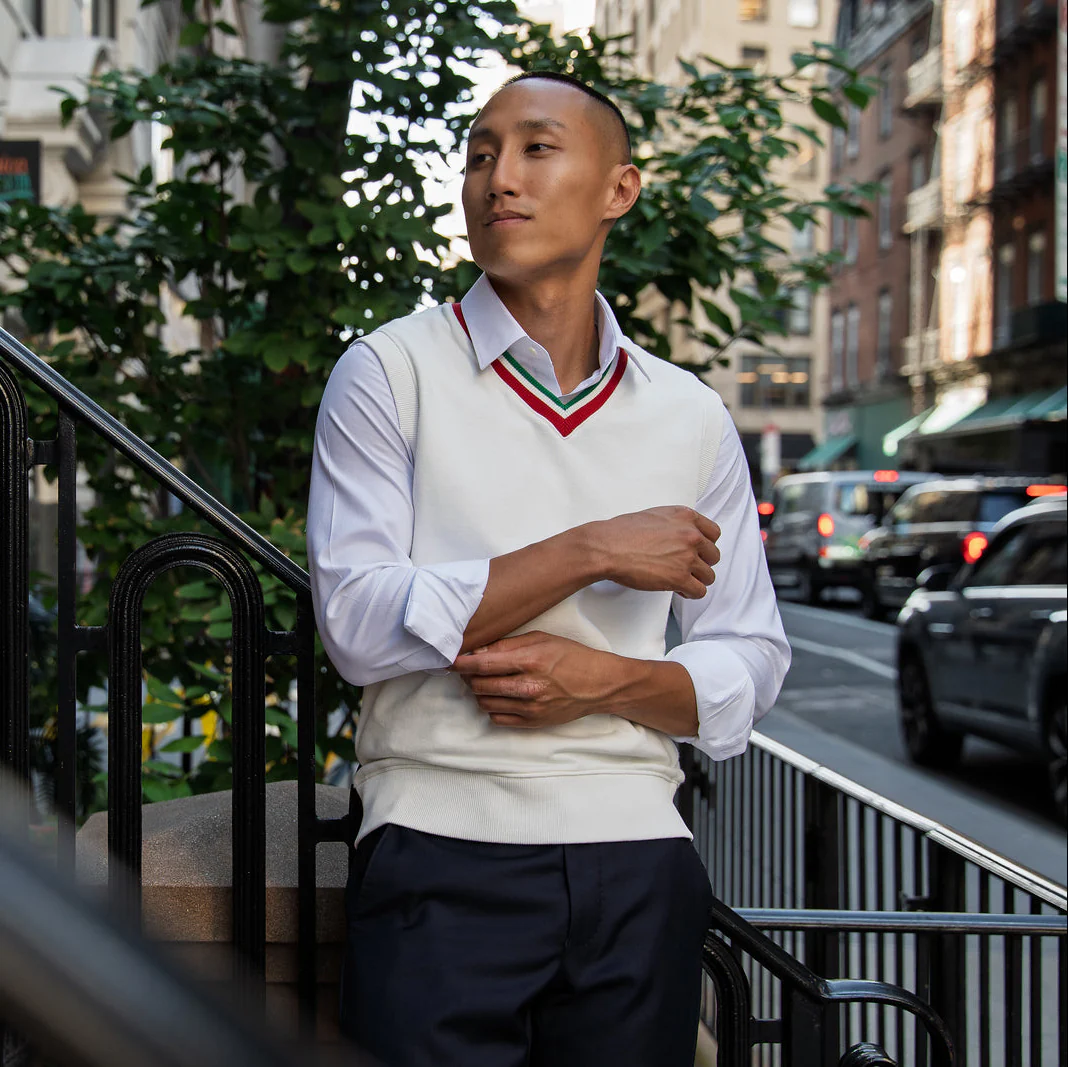 Cotton Sweater Vest - White - Image 2