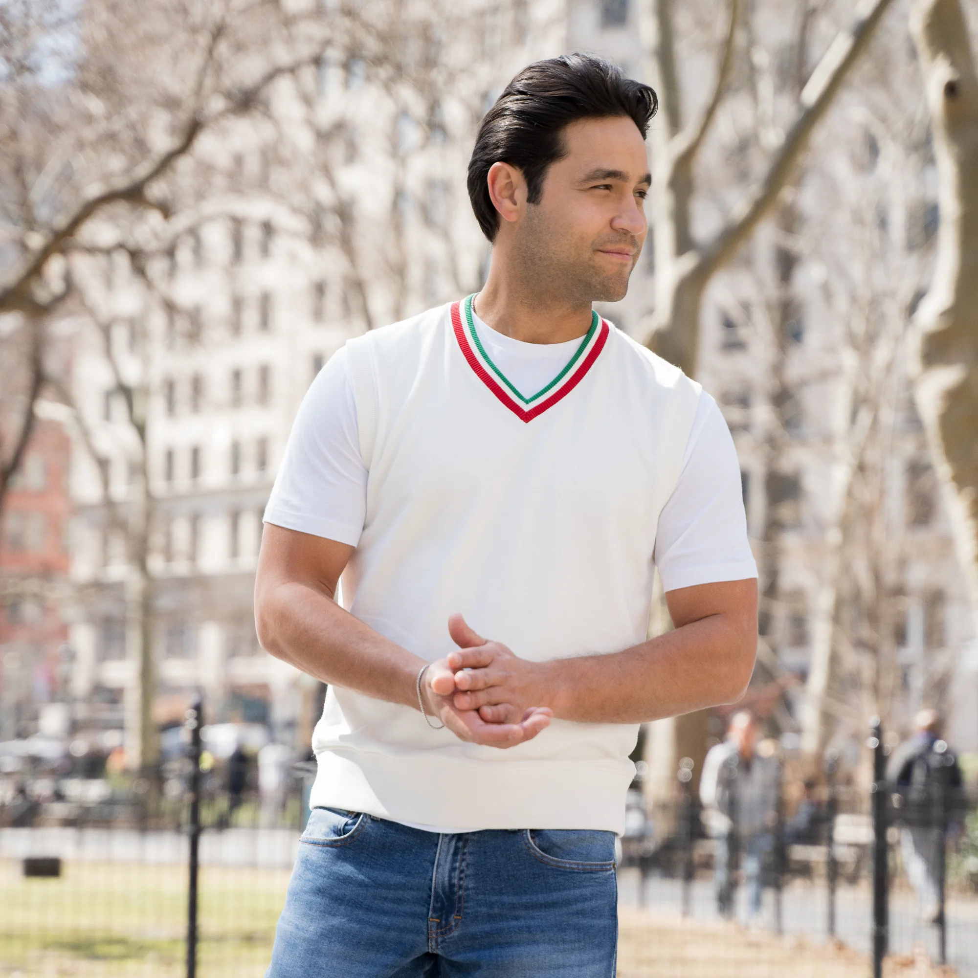 Cotton Sweater Vest - White - Image 3