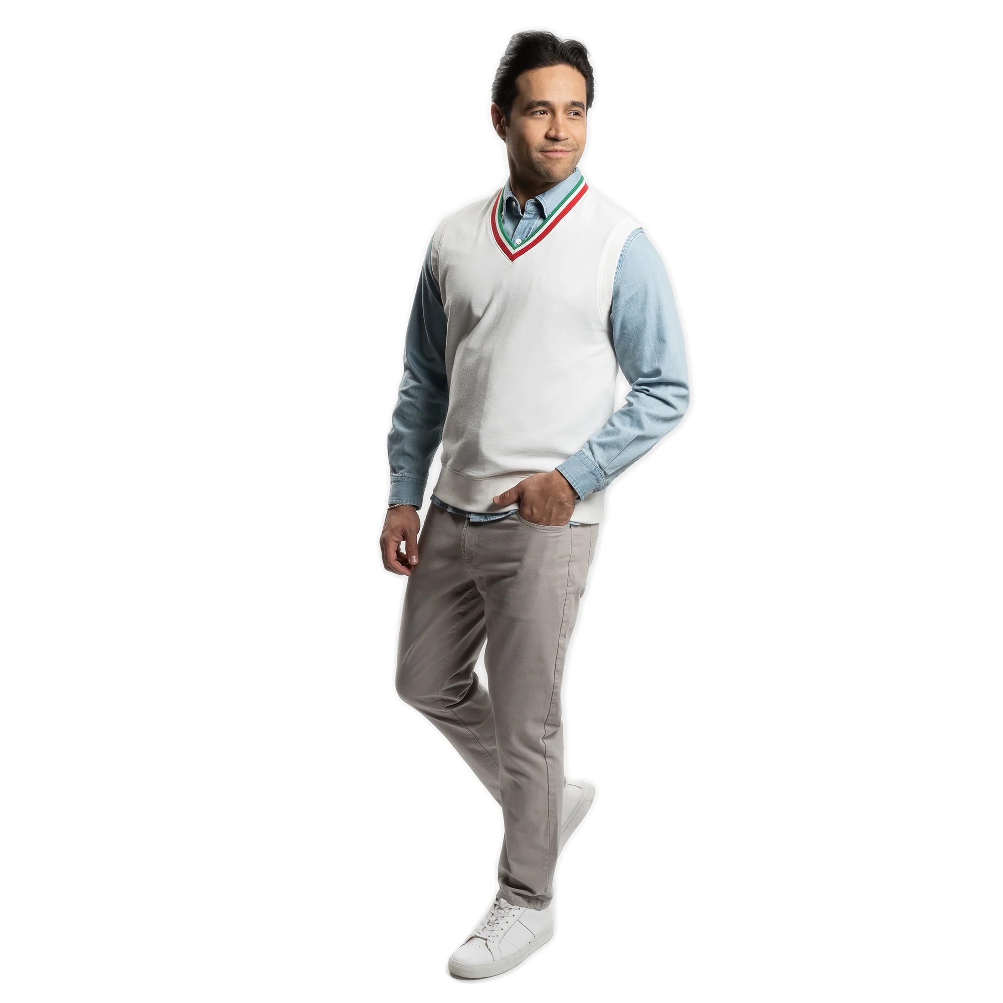 Cotton Sweater Vest - White - Image 7