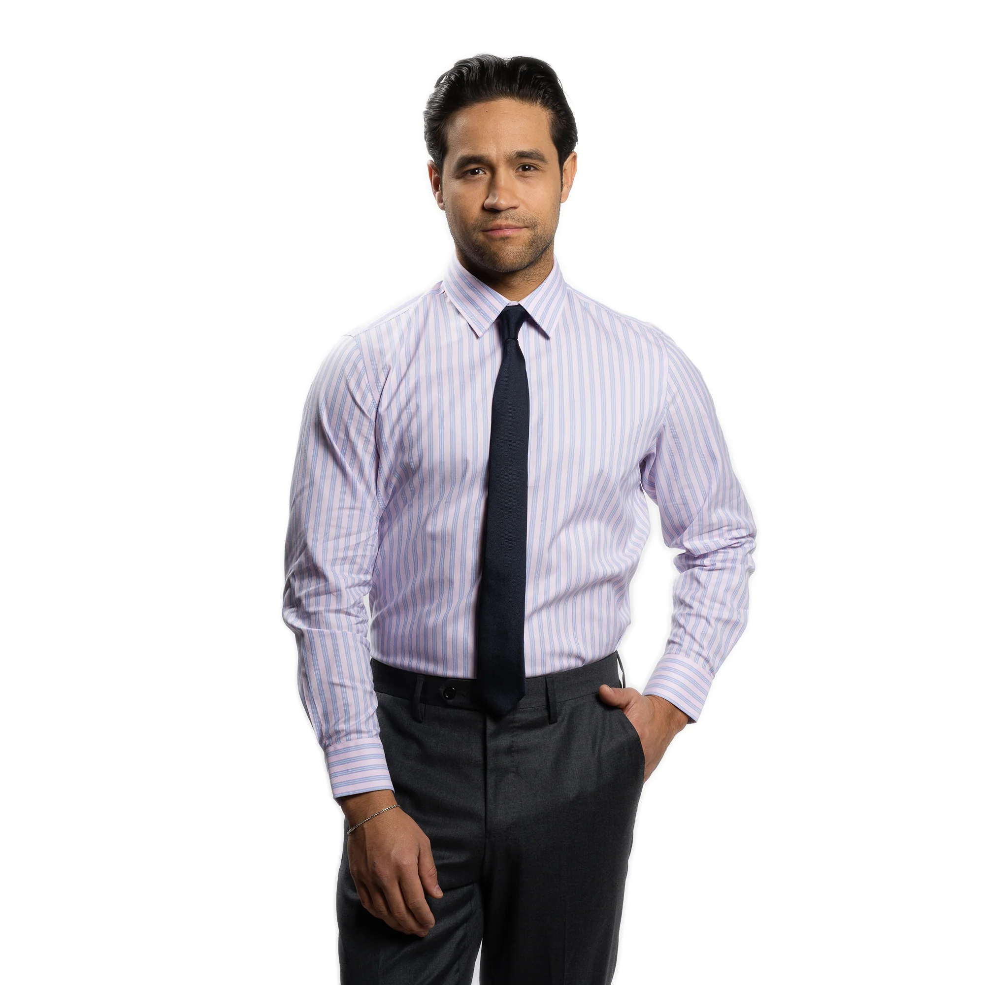 Easy Care Dress Shirt Standard Fit - Pink Stripe - Image 4
