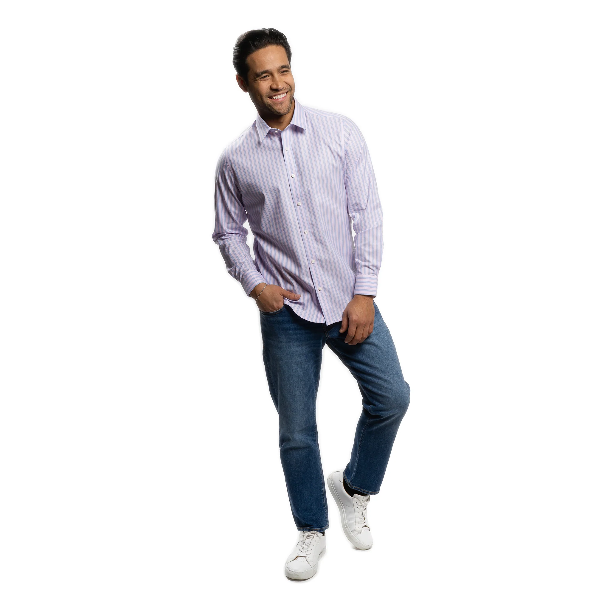 Easy Care Dress Shirt Standard Fit - Pink Stripe - Image 6