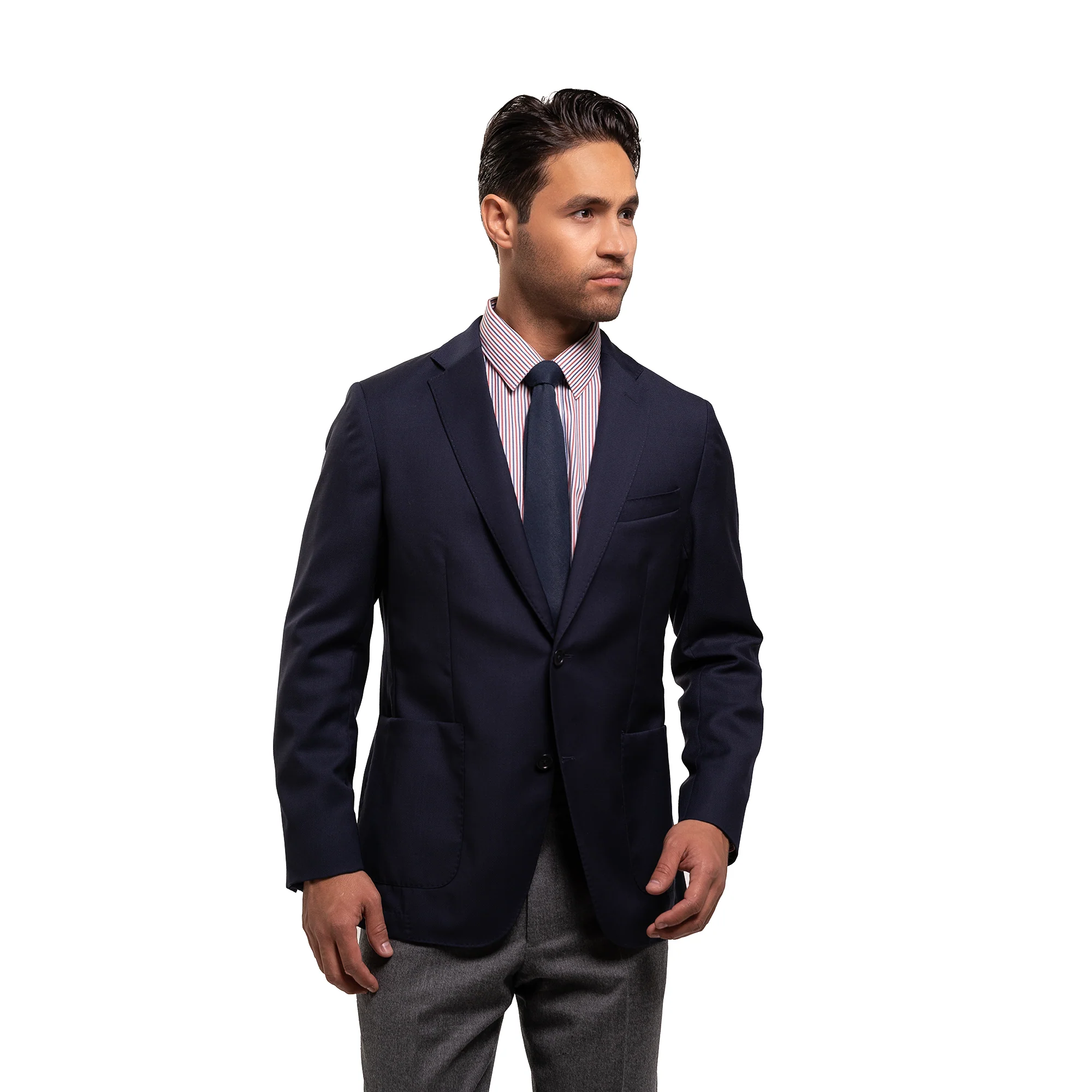 Easy Care Dress Shirt Standard Fit - Red Blue Stripe - Image 3