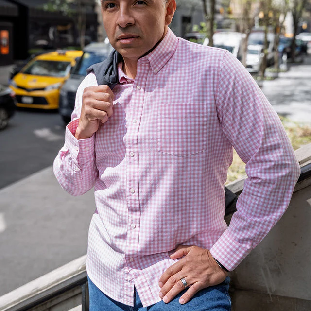 Everyday Stretch Oxford Standard Fit -  Pink Gingham - Image 3