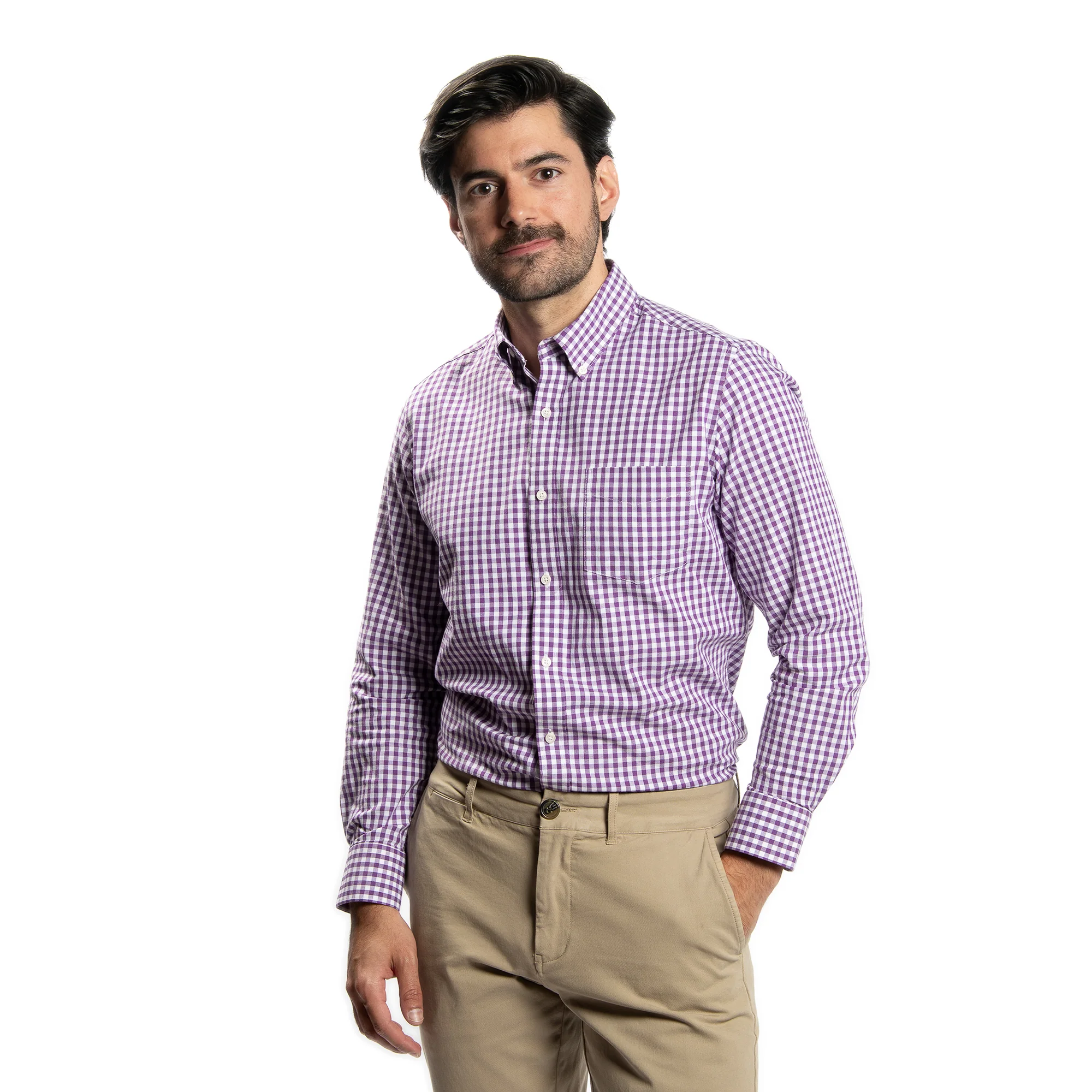 Everyday Stretch Oxford Standard Fit -  Purple Gingham - Image 2