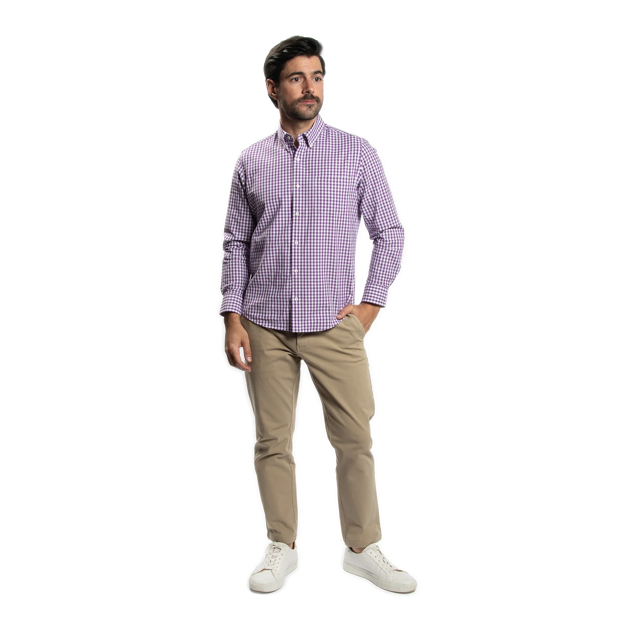 Everyday Stretch Oxford Standard Fit -  Purple Gingham - Image 6