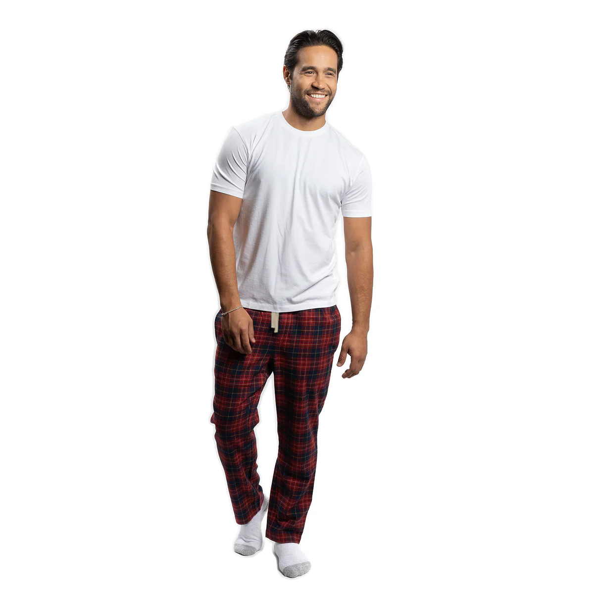 Flannel Pajama Pants - Navy Red Check - Image 3
