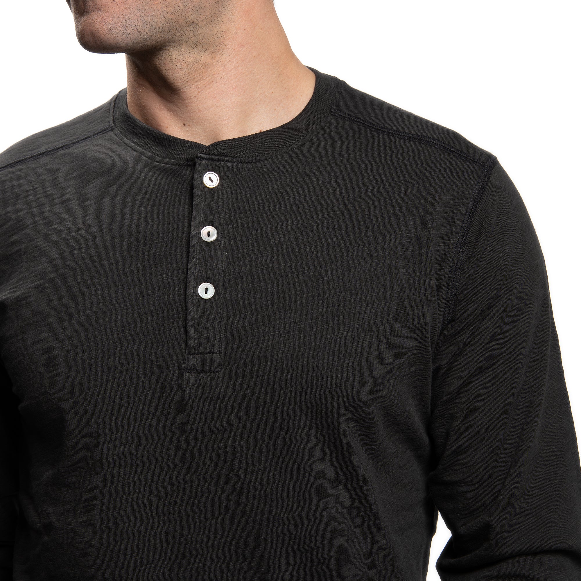 Henley Shirt Long Sleeve - Black - Image 10