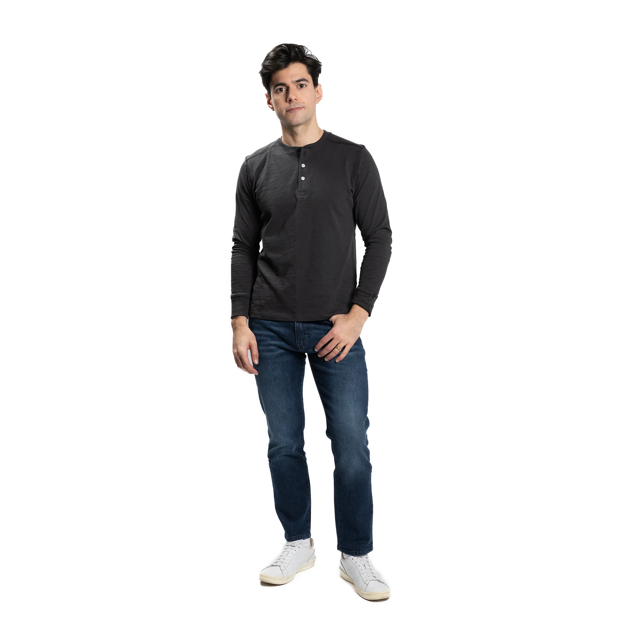 Henley Shirt Long Sleeve - Black - Image 5