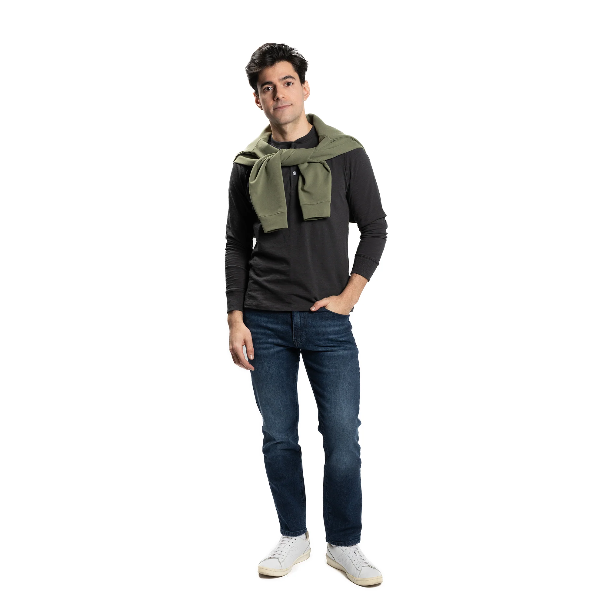 Henley Shirt Long Sleeve - Black - Image 7