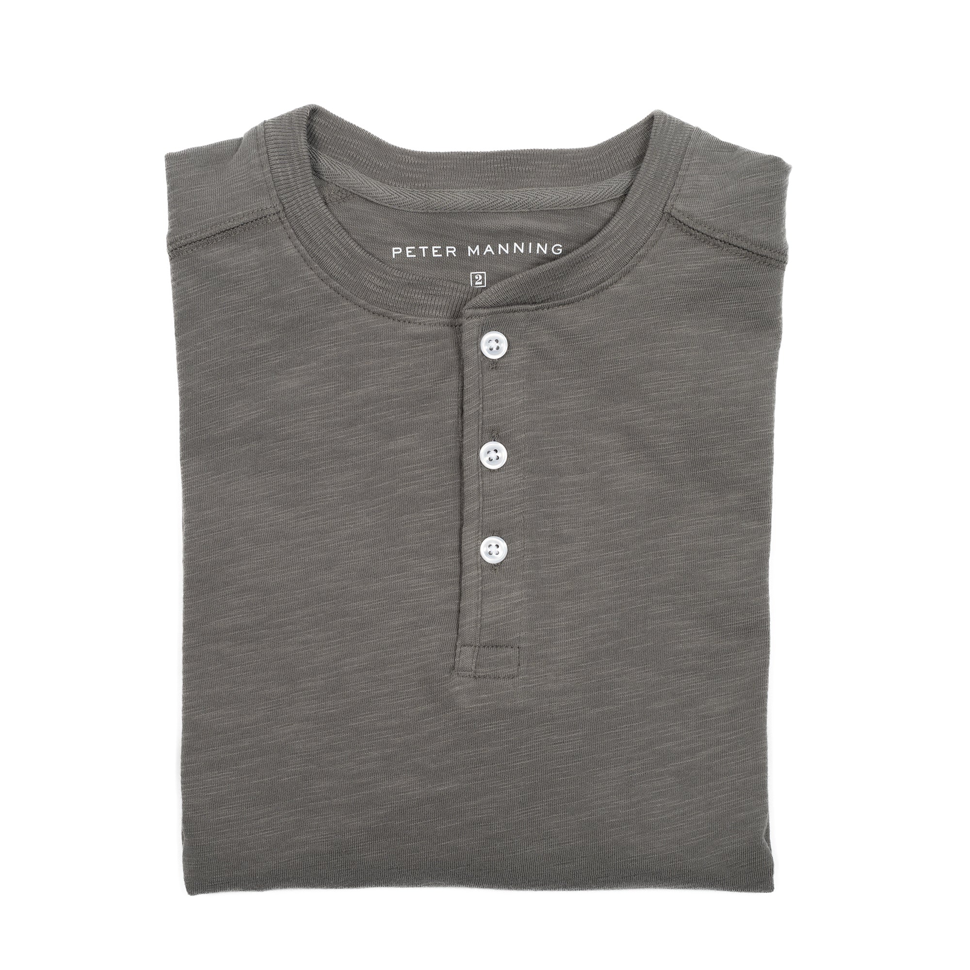 Henley Shirt Long Sleeve - Charcoal - Image 7