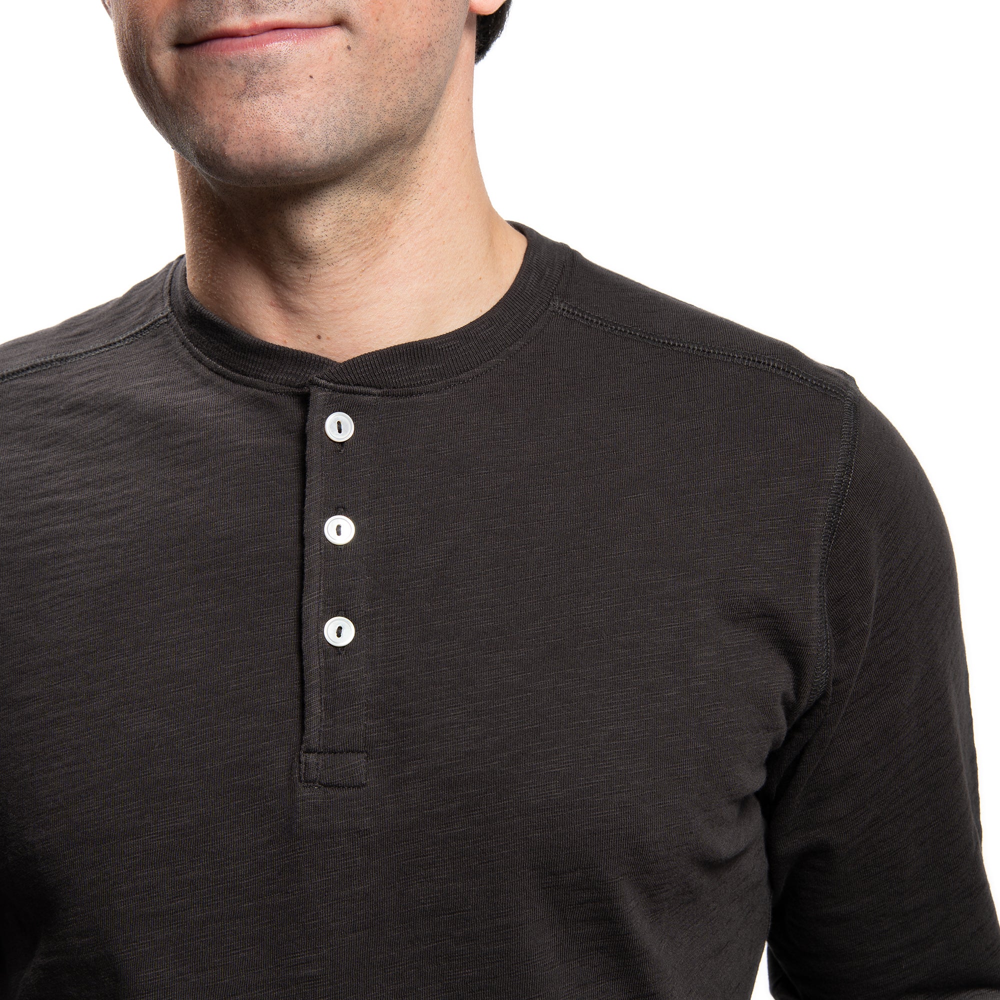 Henley Shirt Long Sleeve - Espresso - Image 3