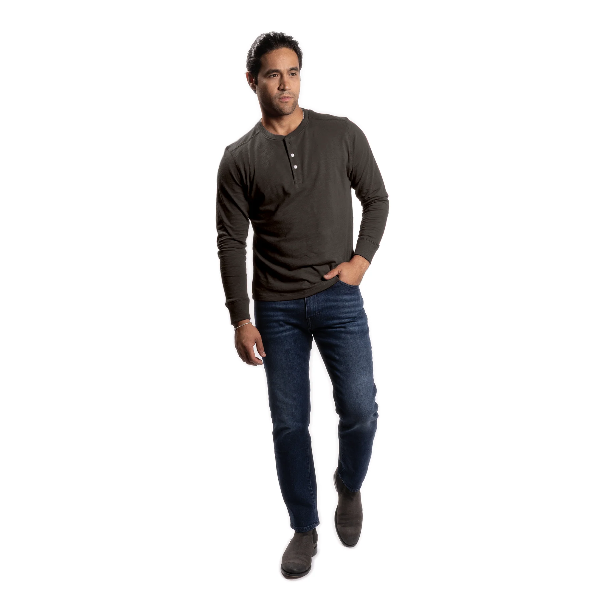 Henley Shirt Long Sleeve - Espresso - Image 5
