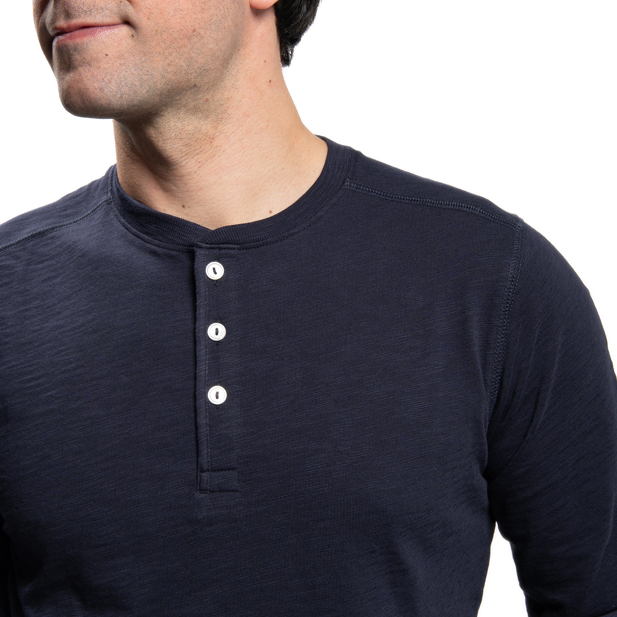 Henley Shirt Long Sleeve - Midnight - Image 4
