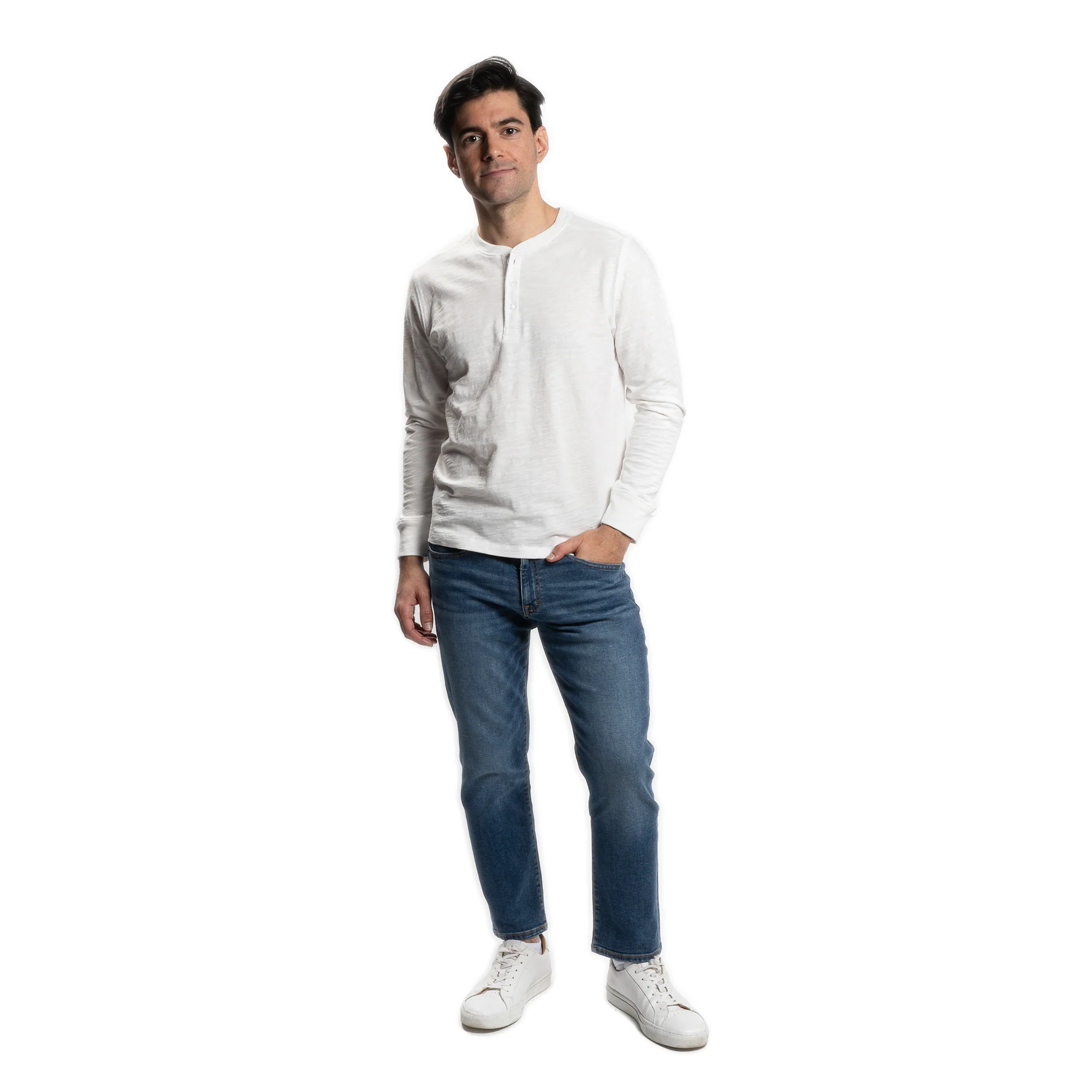Henley Shirt Long Sleeve - White - Image 6