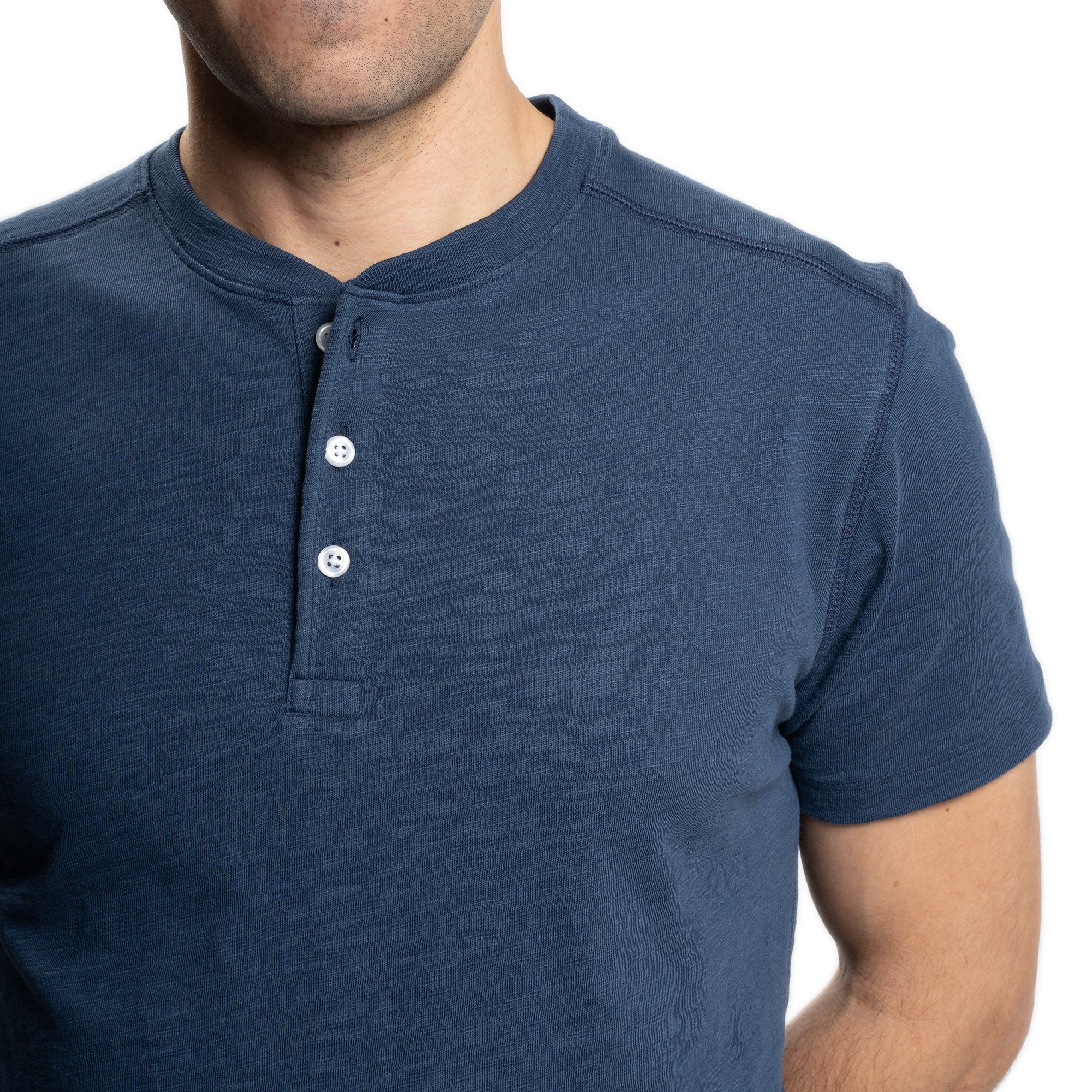 Henley Shirt Short Sleeve - Navy - Image 3
