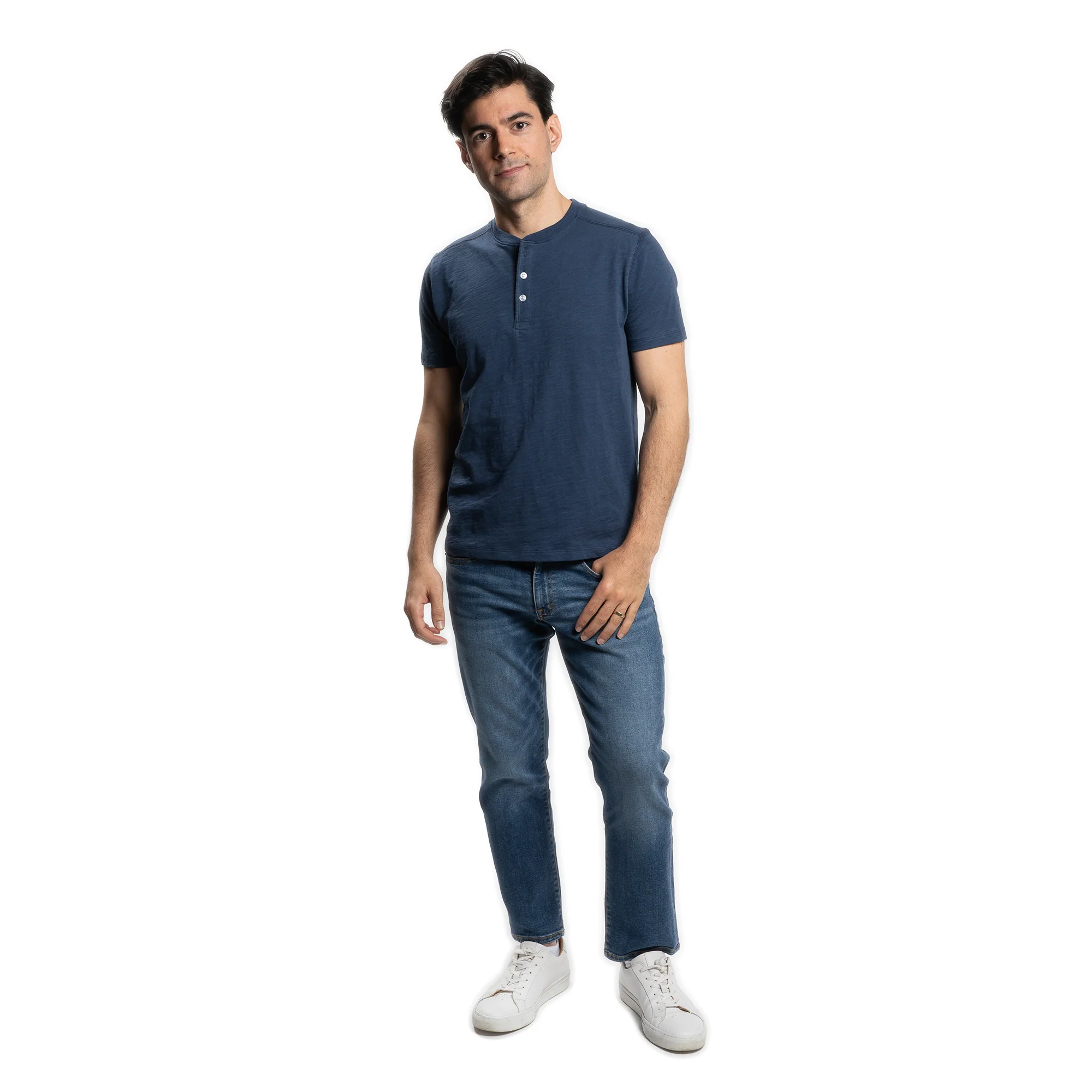Henley Shirt Short Sleeve - Navy - Image 5