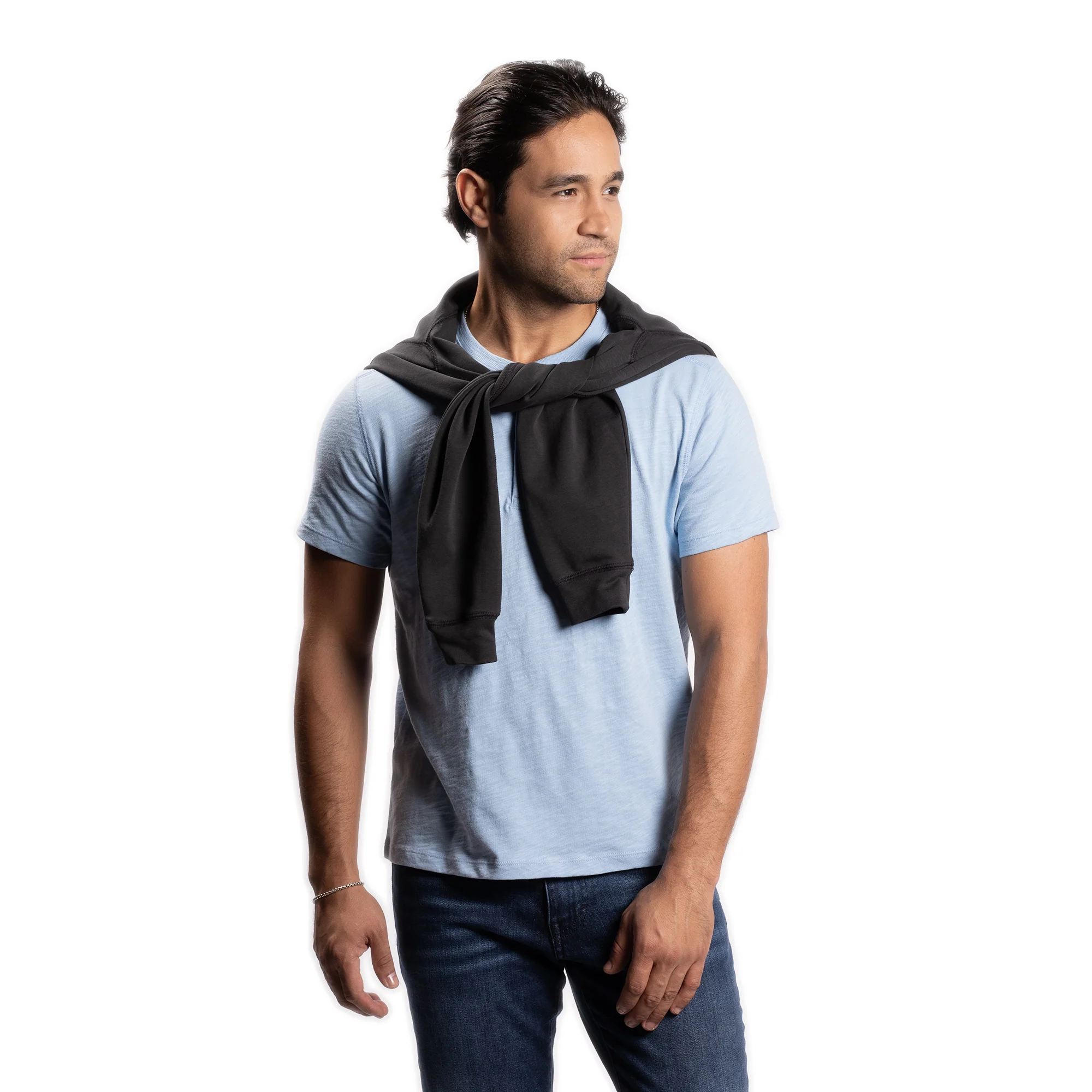Henley Shirt Short Sleeve - Powder Blue - Image 4
