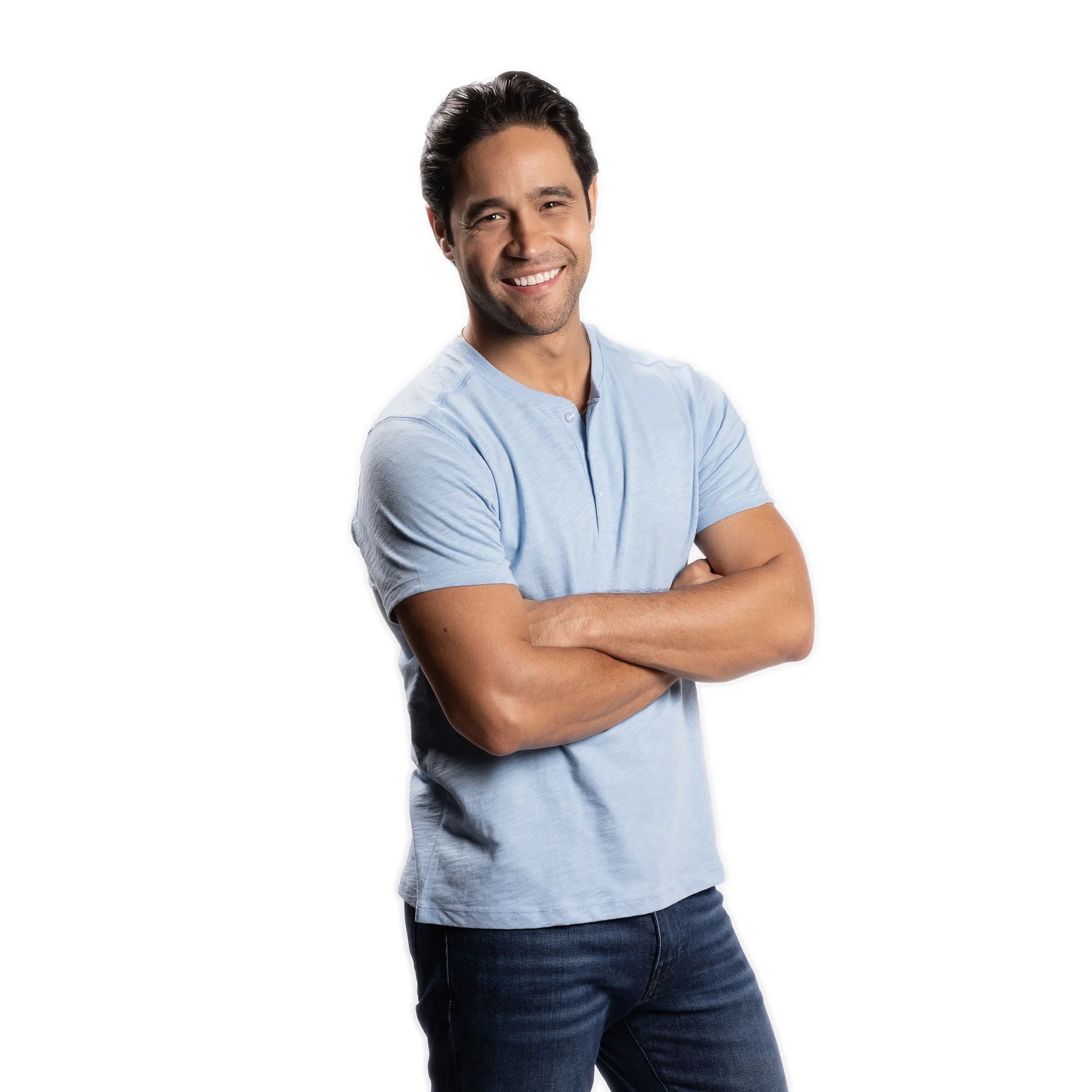 Henley Shirt Short Sleeve - Powder Blue - Image 5