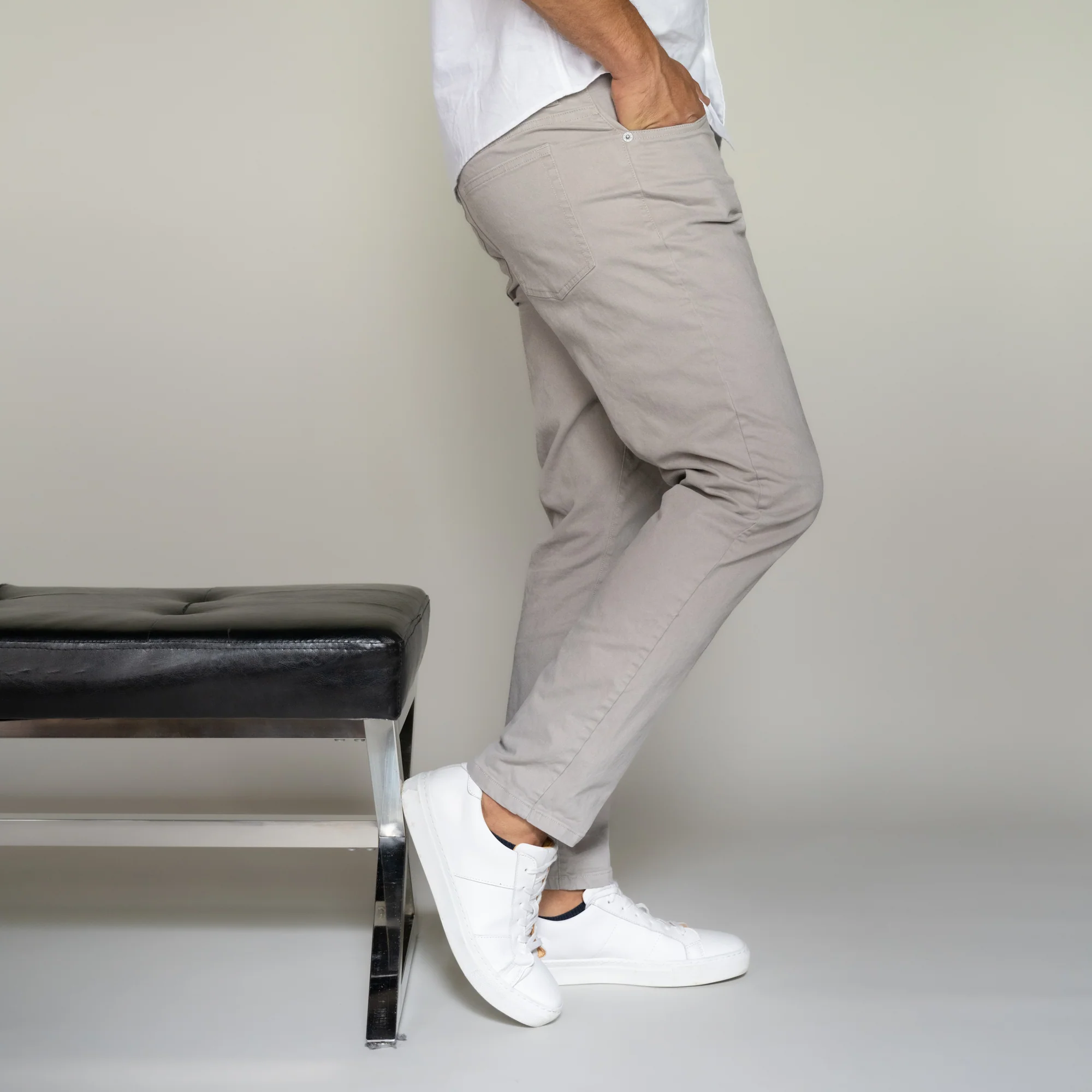 Italian 5-Pocket Pants - Grey - Image 4