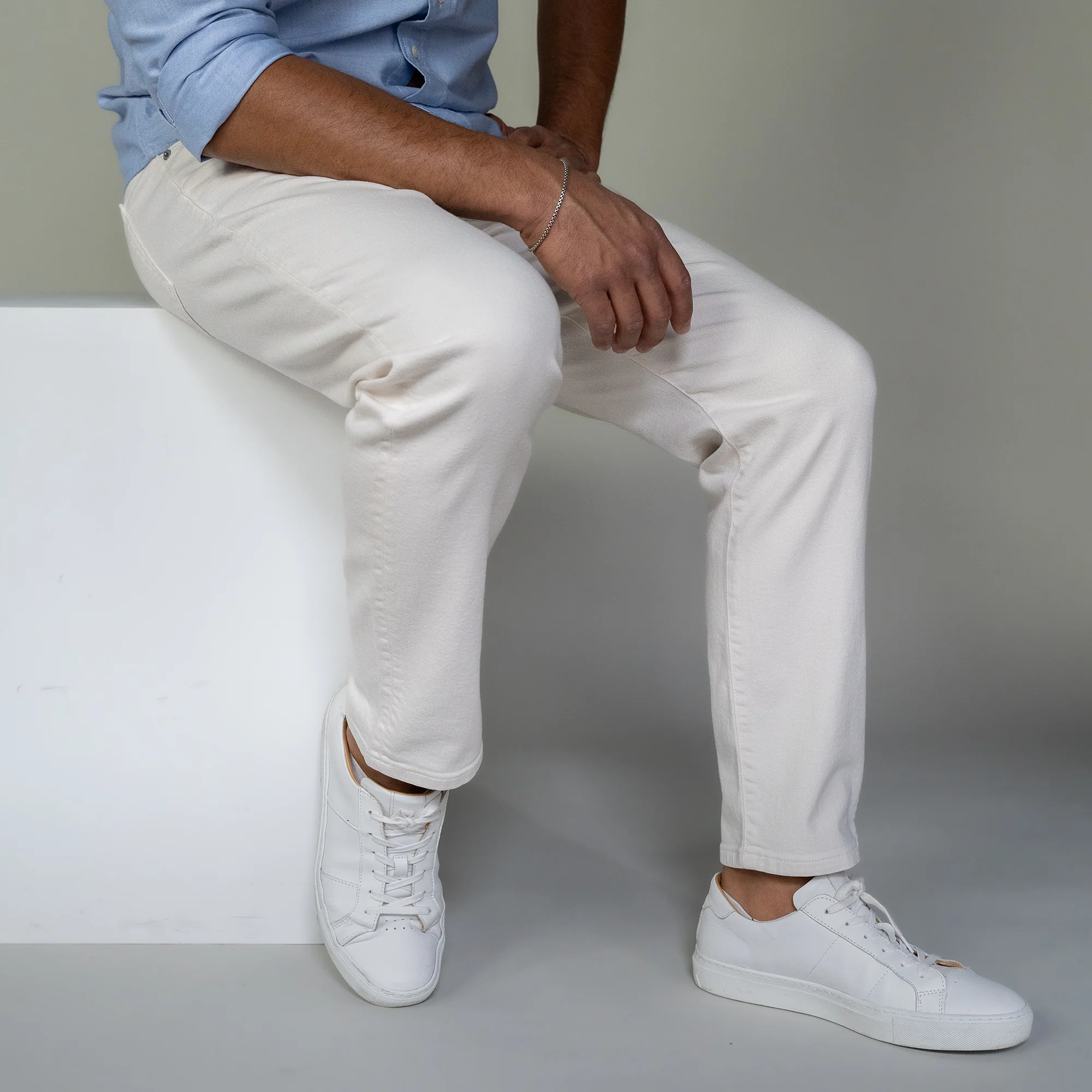 Italian 5-Pocket Pants - Stone - Image 3