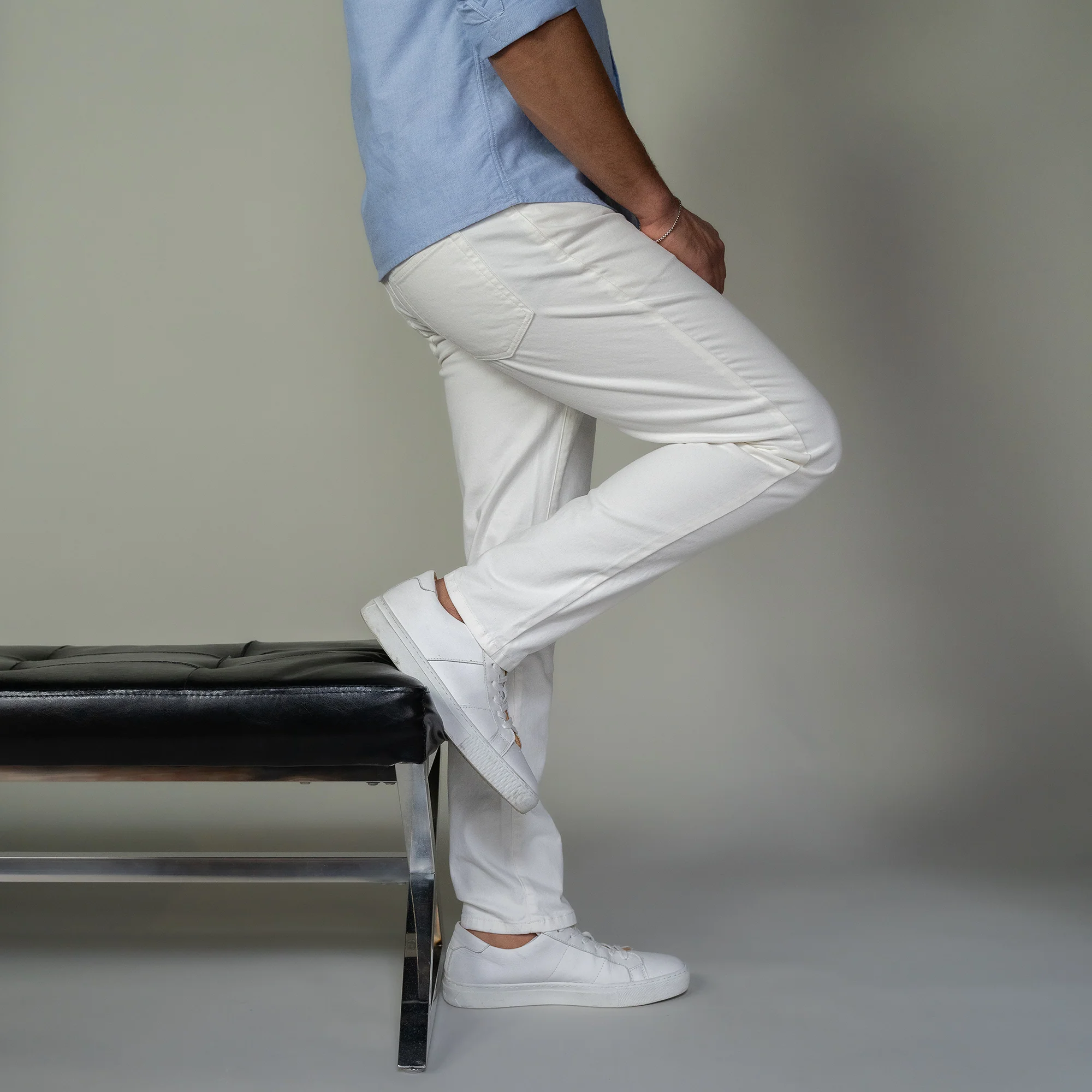 Italian 5-Pocket Pants - Stone - Image 4
