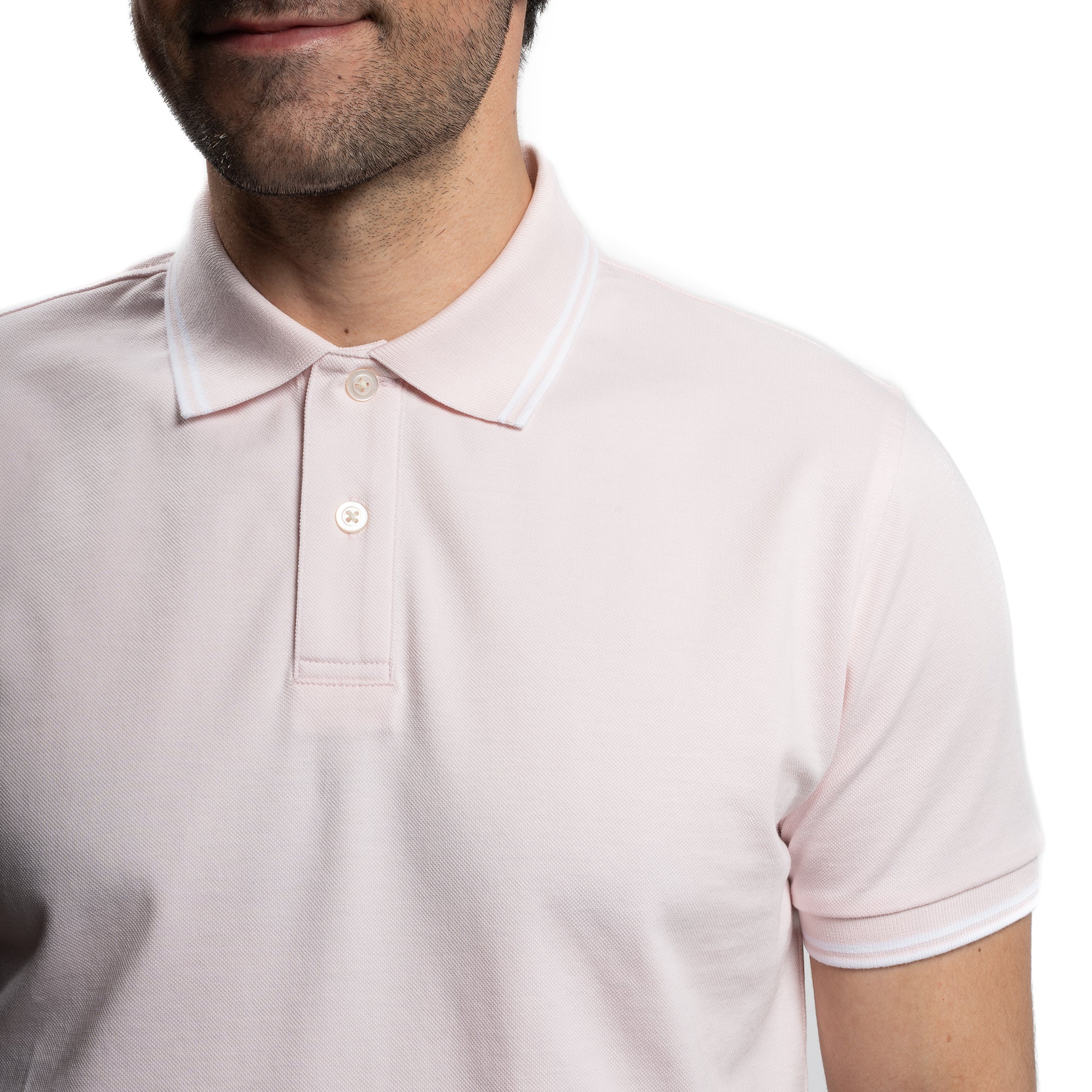 James Polo Shirt - Pale Pink Tipped - Image 5