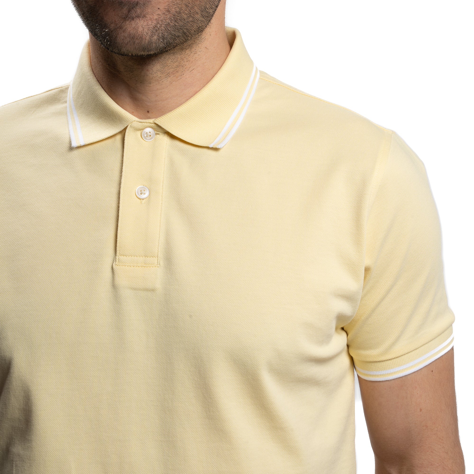 James Polo Shirt - Pale Yellow Tipped - Image 3