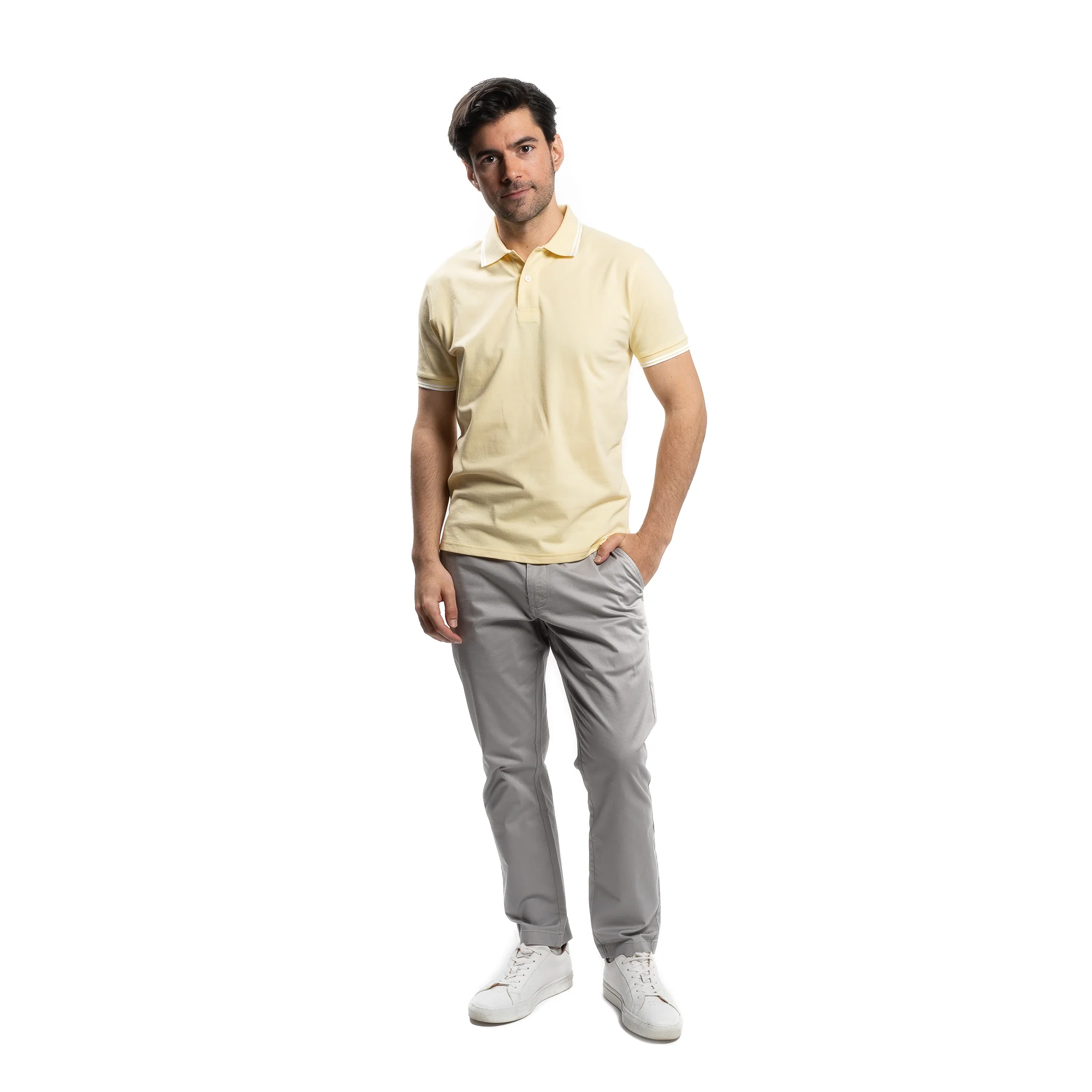 James Polo Shirt - Pale Yellow Tipped - Image 5
