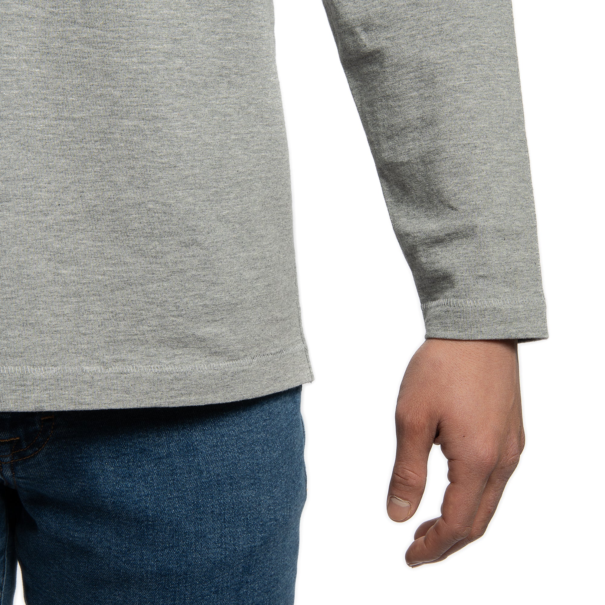 Japanese Long Sleeve T-Shirts - Heather Grey - Image 4