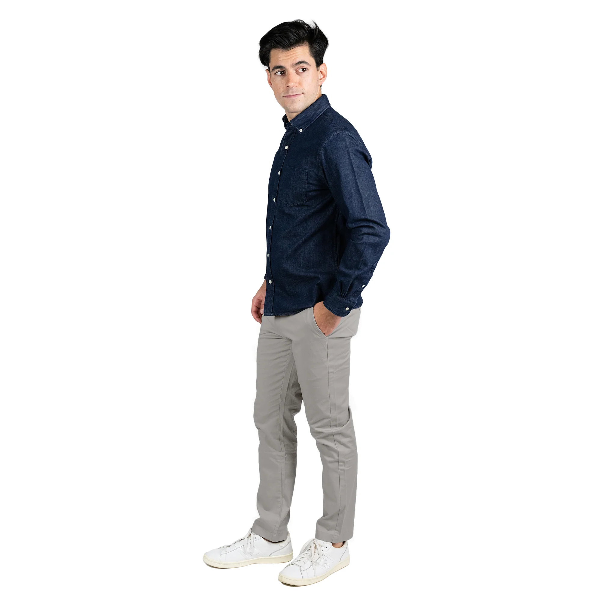 Lightweight Stretch Chinos Standard Fit - Grey - Image 4