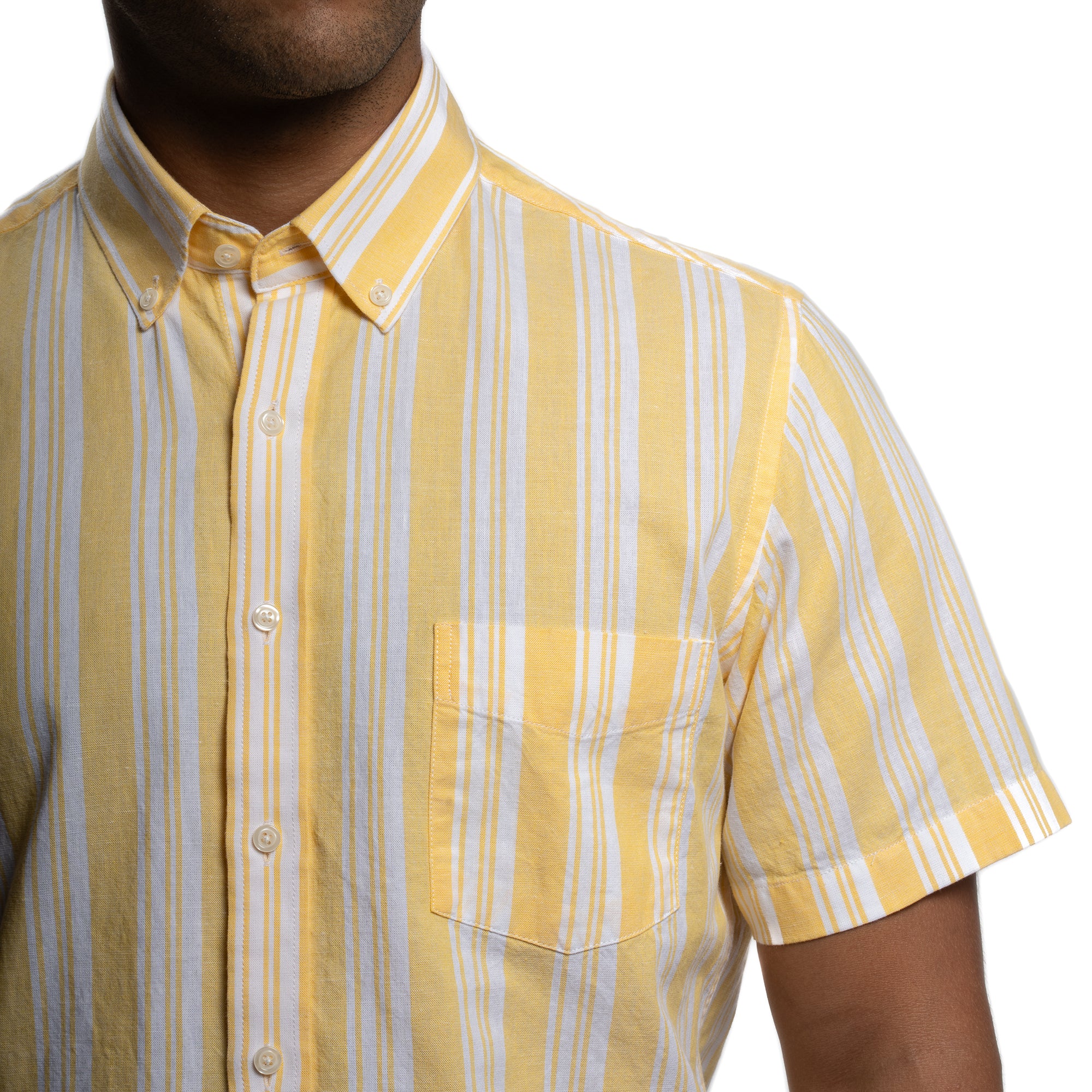 Linen Short Sleever - Yellow Stripe - Image 4