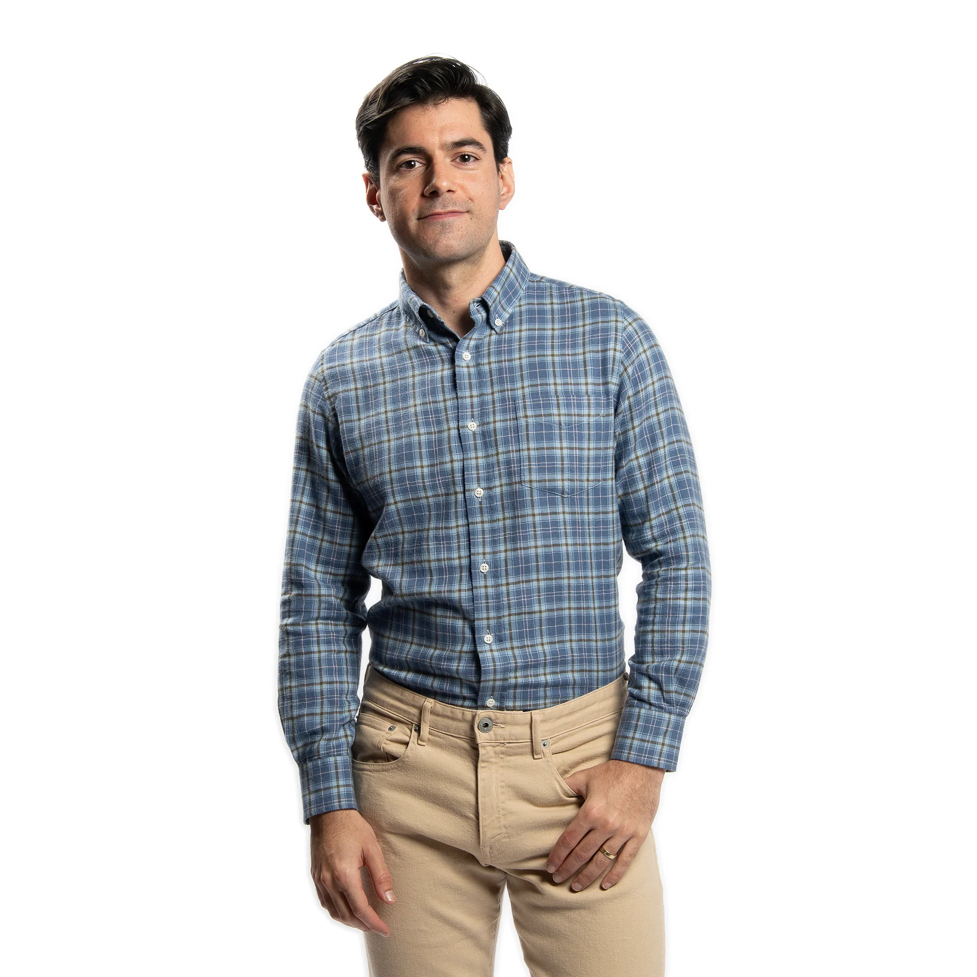 Merino Wool Shirts - Blue Plaid - Image 5