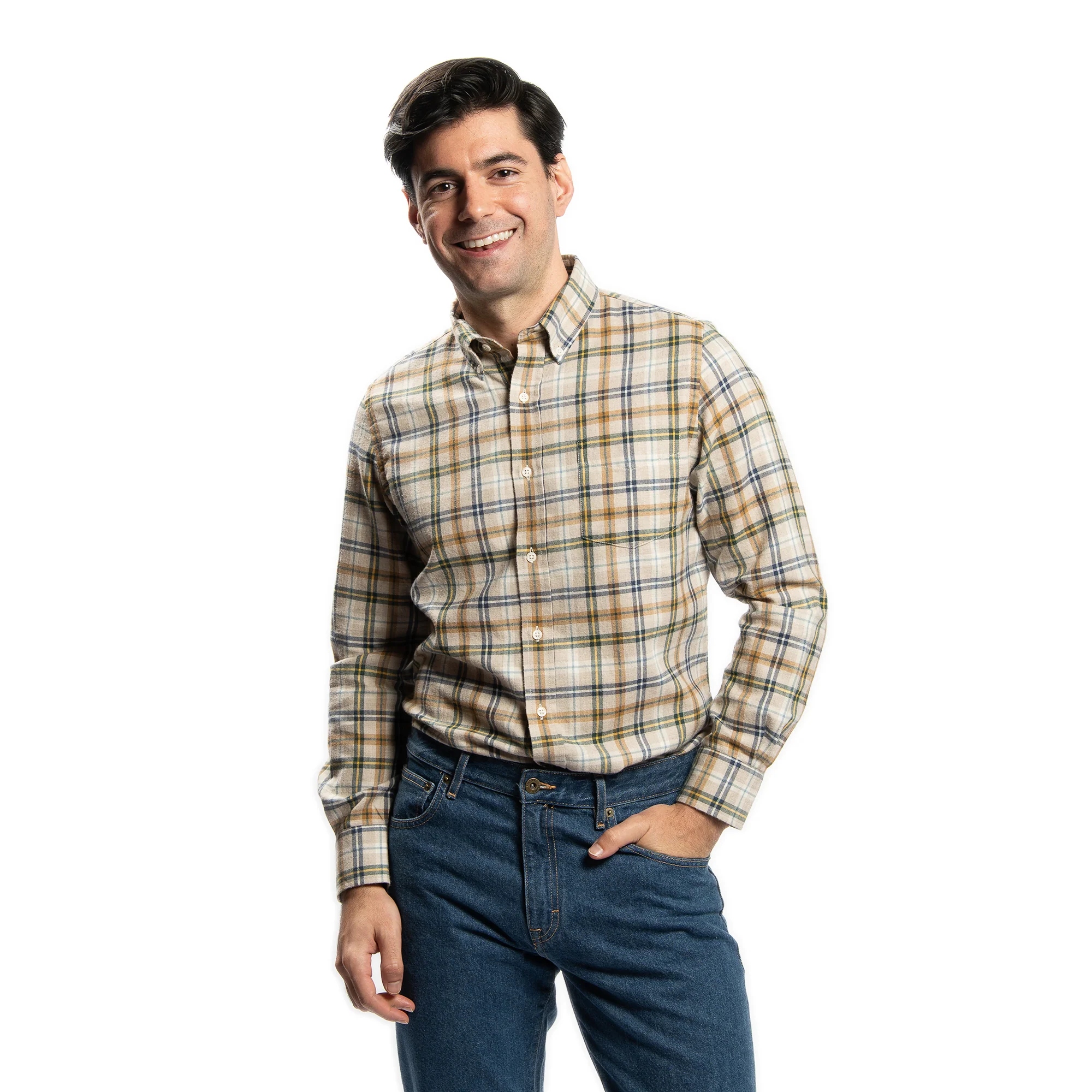 Merino Wool Shirts - Tan Plaid - Image 2