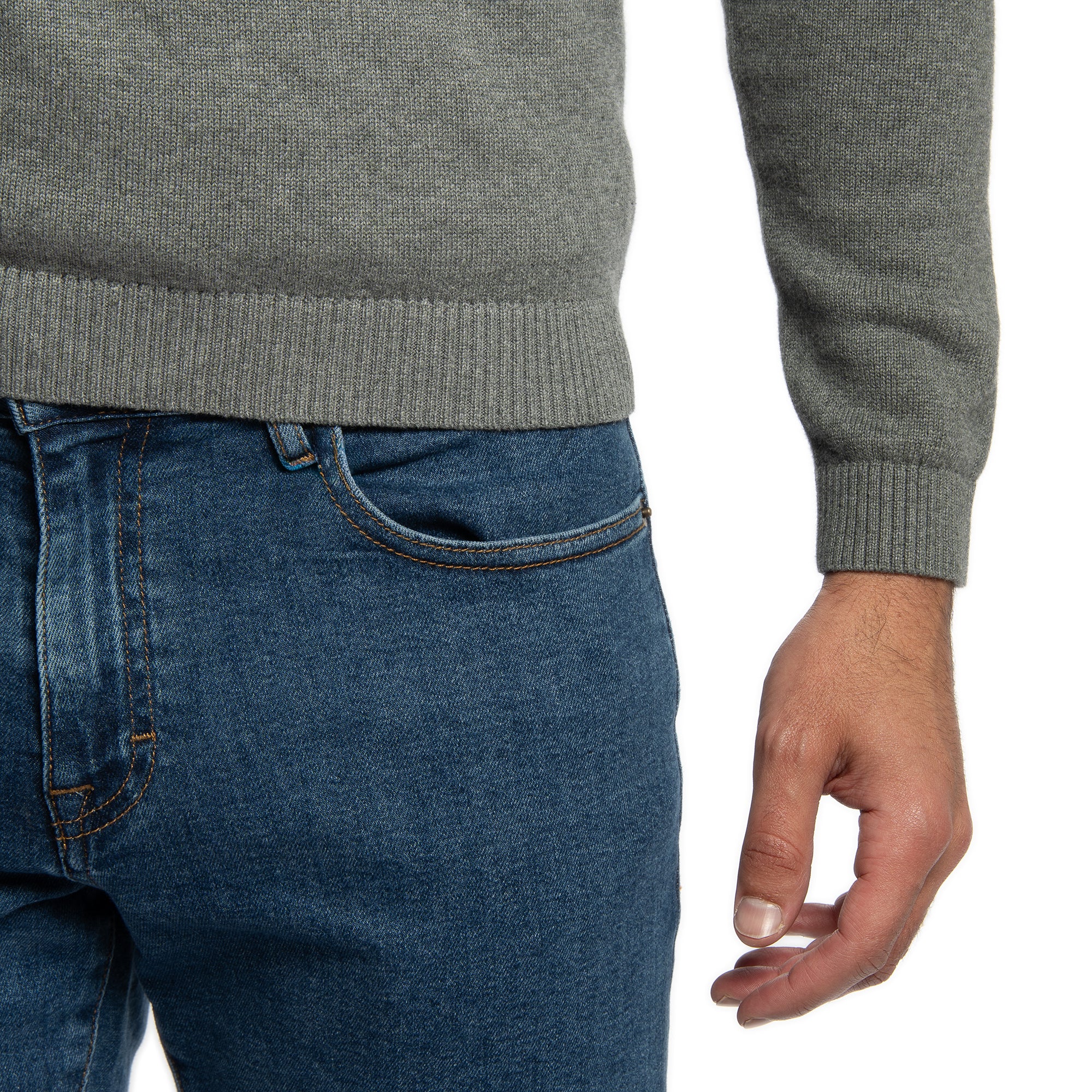 Pima Cotton Quarter Zip Sweaters - Charcoal - Image 5
