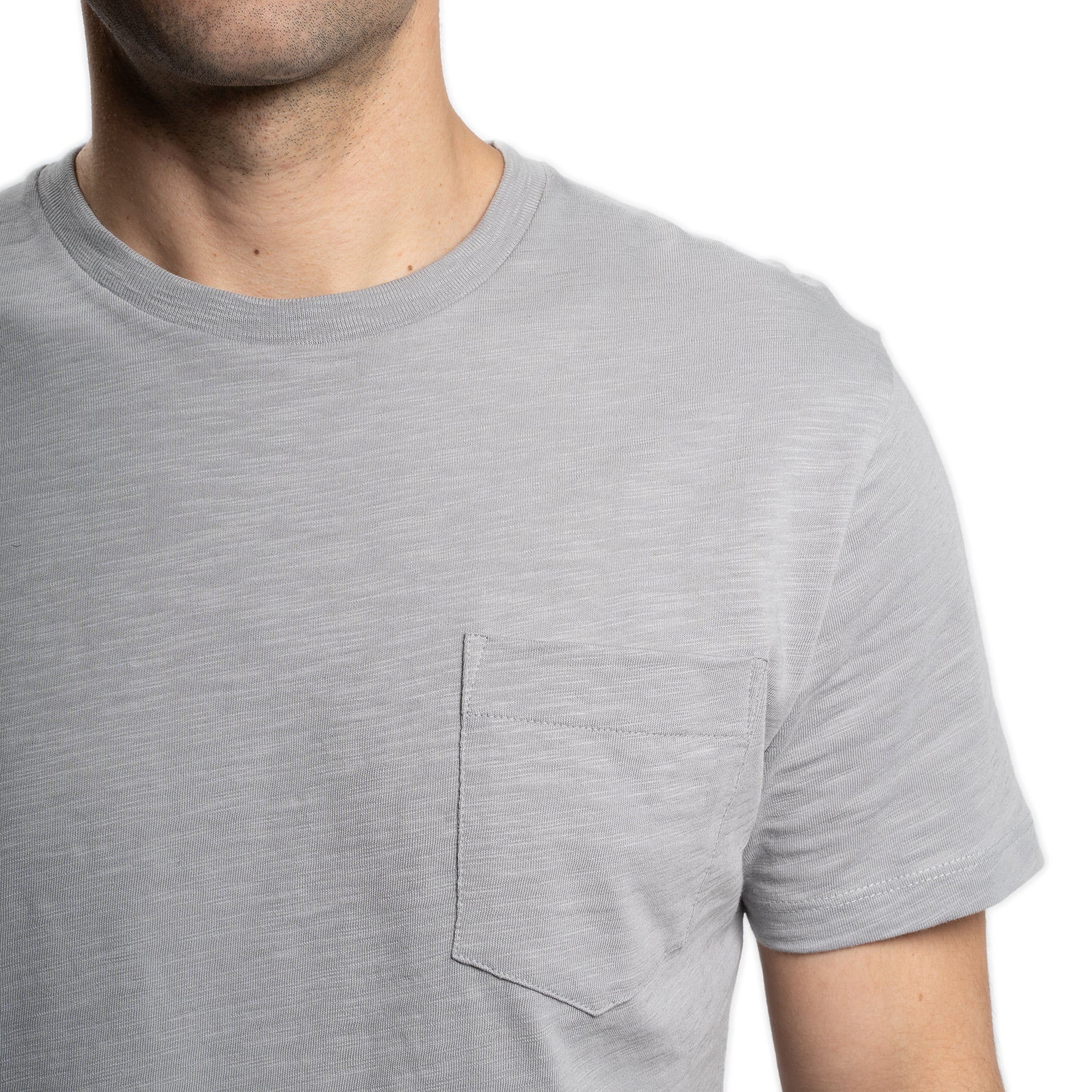 Slub Pocket T-Shirt - Light Grey - Image 3
