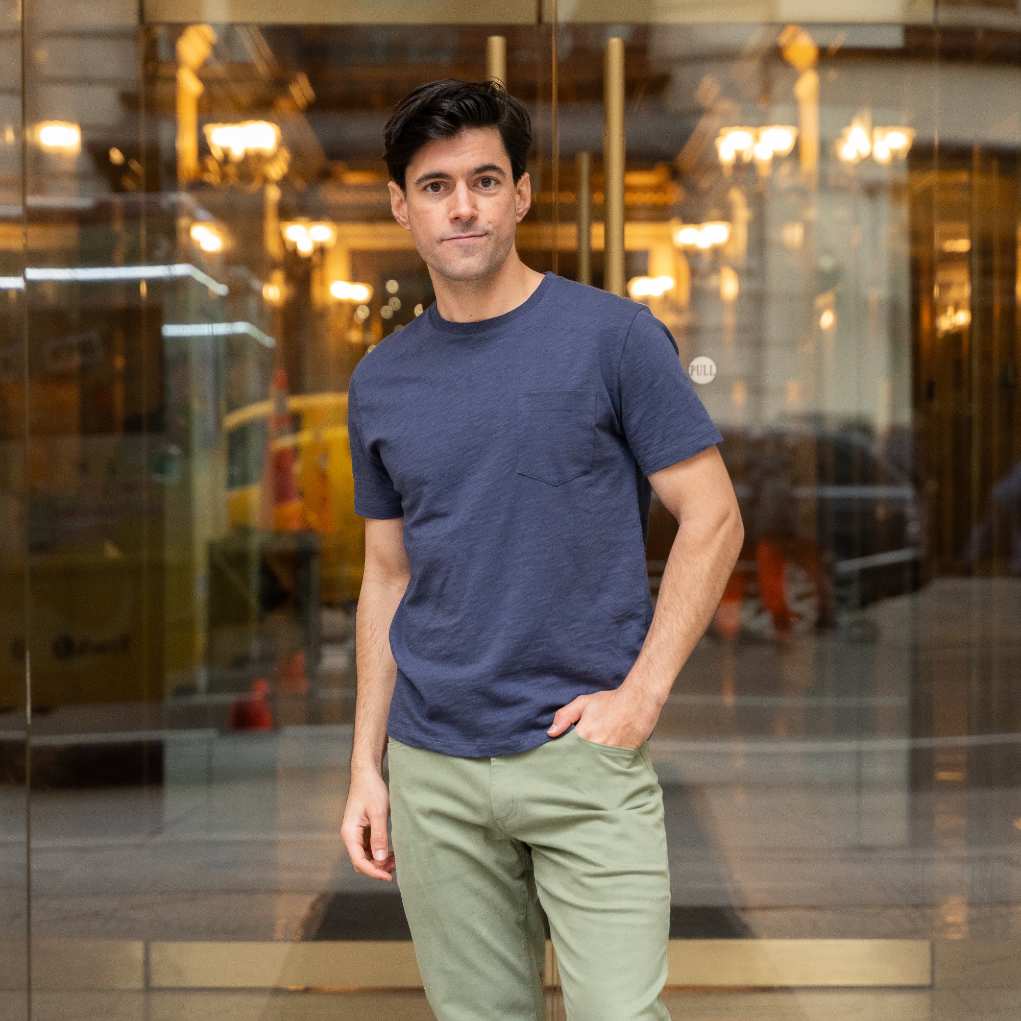 Slub Pocket T-Shirt - Navy - Image 3