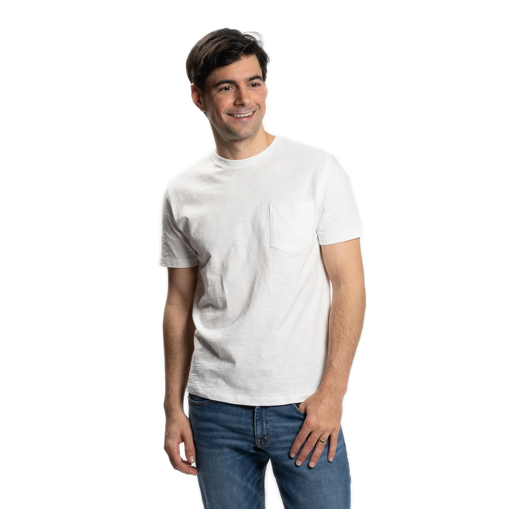 Slub Pocket T-Shirt - White - Image 5