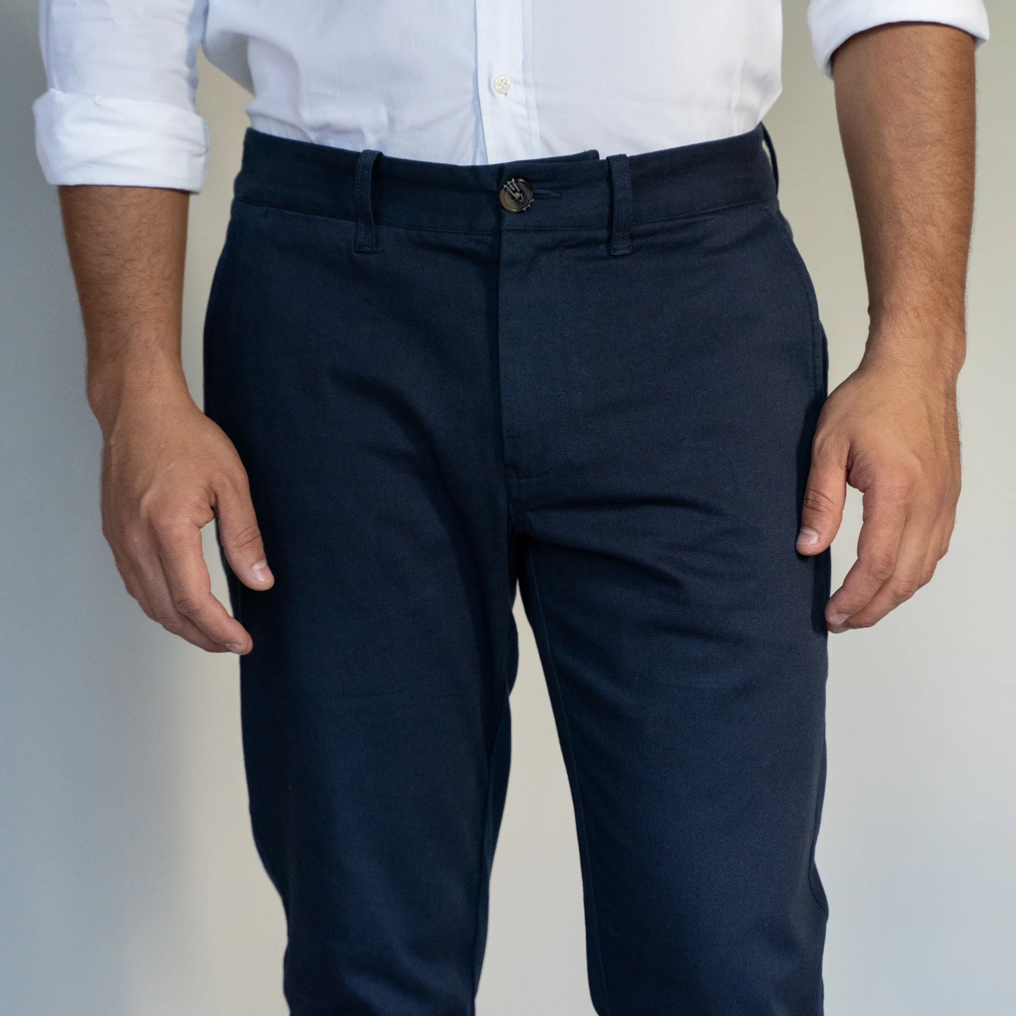 Stretch Chinos Slim Fit - Navy - Image 3