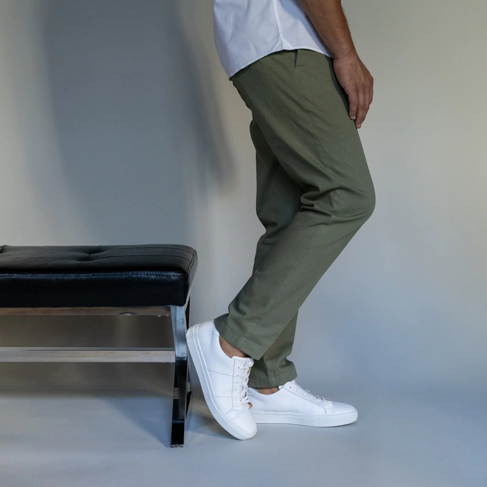 Stretch Chinos Slim Fit - Olive - Image 6