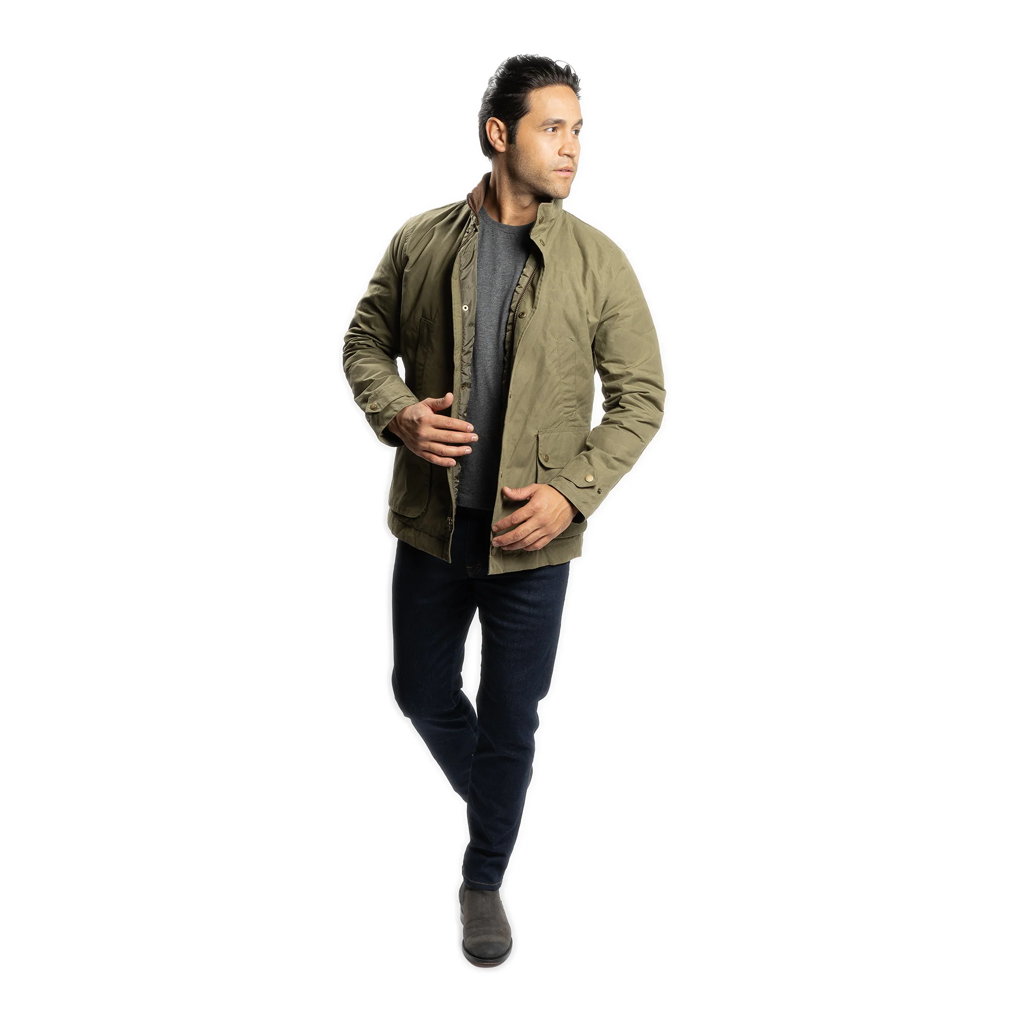 Waxed Jacket - Olive - Image 12