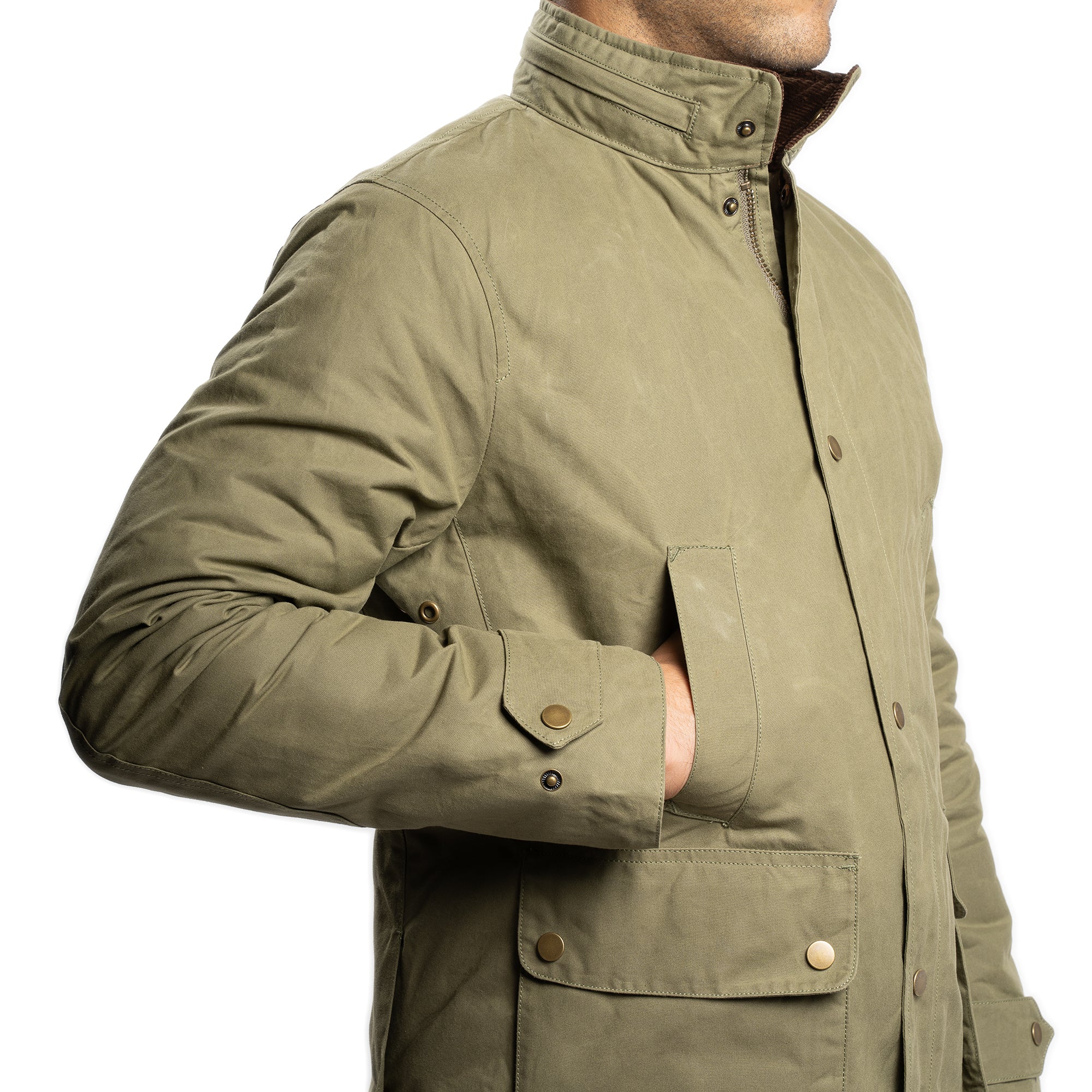Waxed Jacket - Olive - Image 5