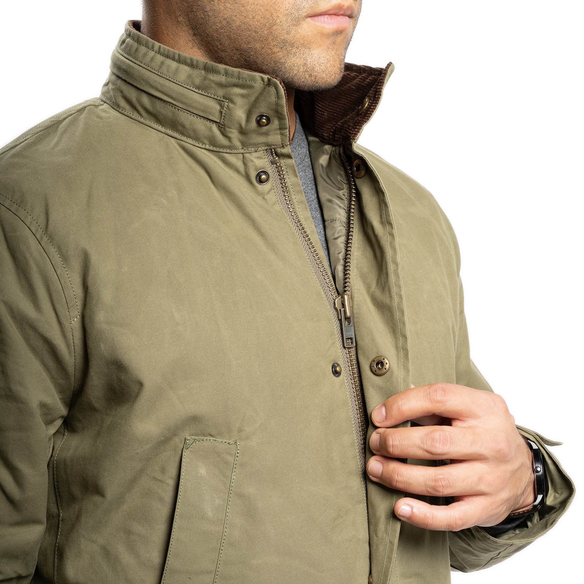 Waxed Jacket - Olive - Image 7