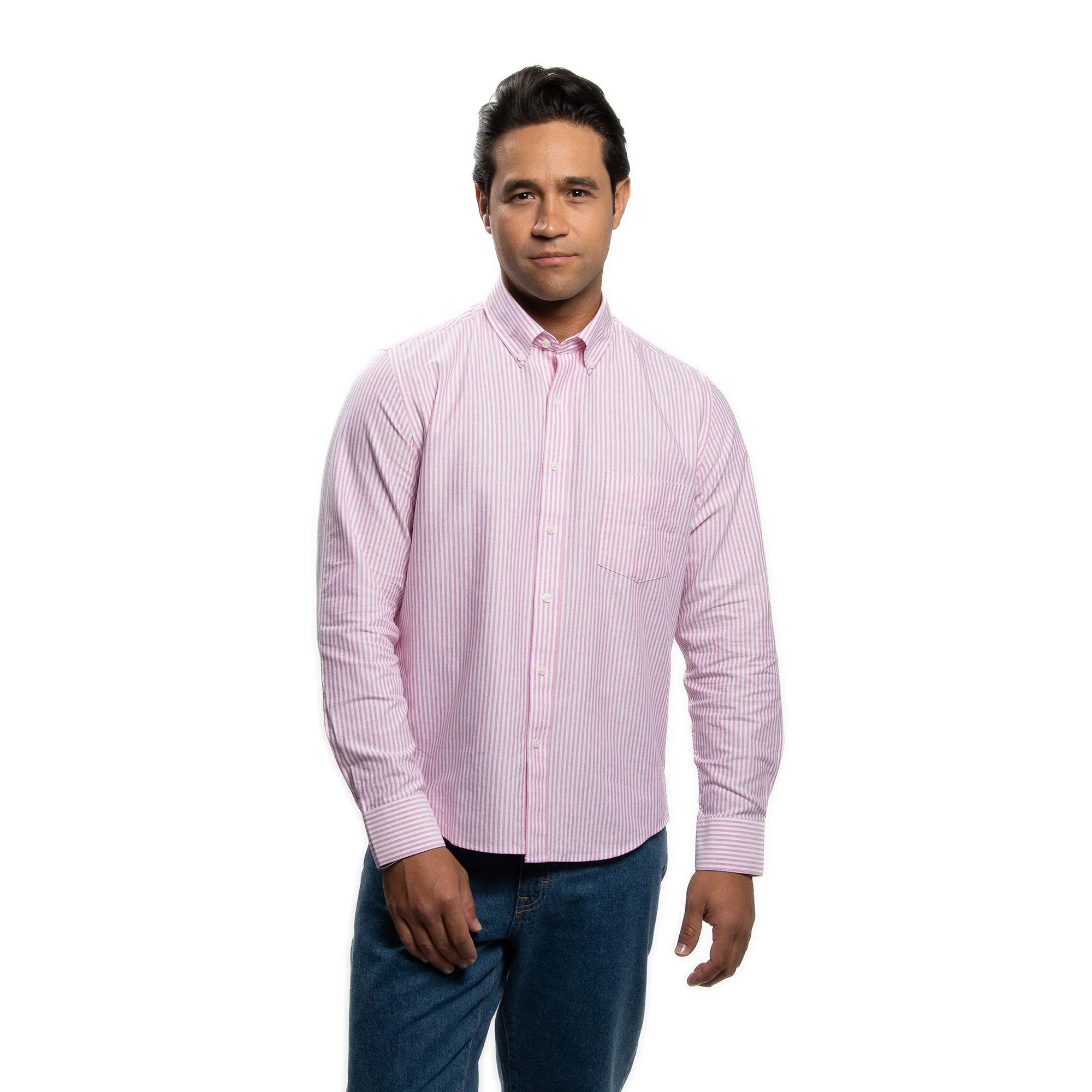 Weekend Oxford Slim Fit - Pink Stripe - Image 2